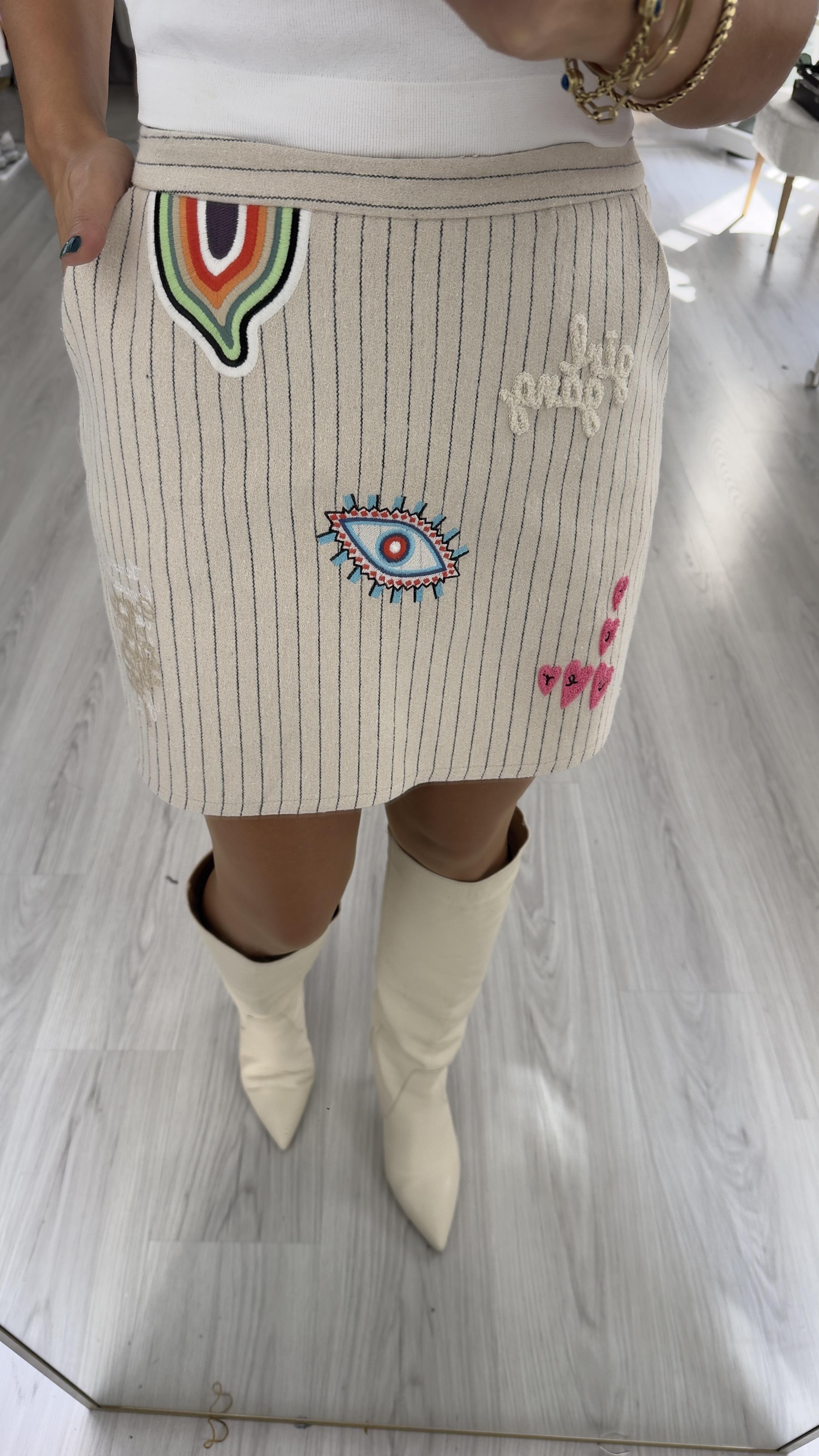 Armalı, Cepli Kaşe Etek / Bej