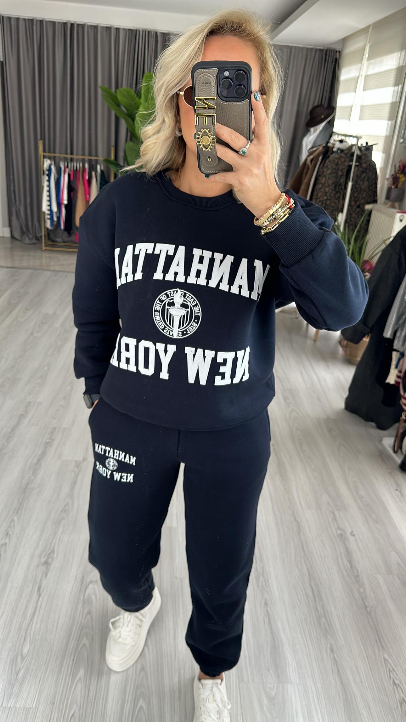 BASKILI, LACİVERT EŞOFMAN TAKIMI