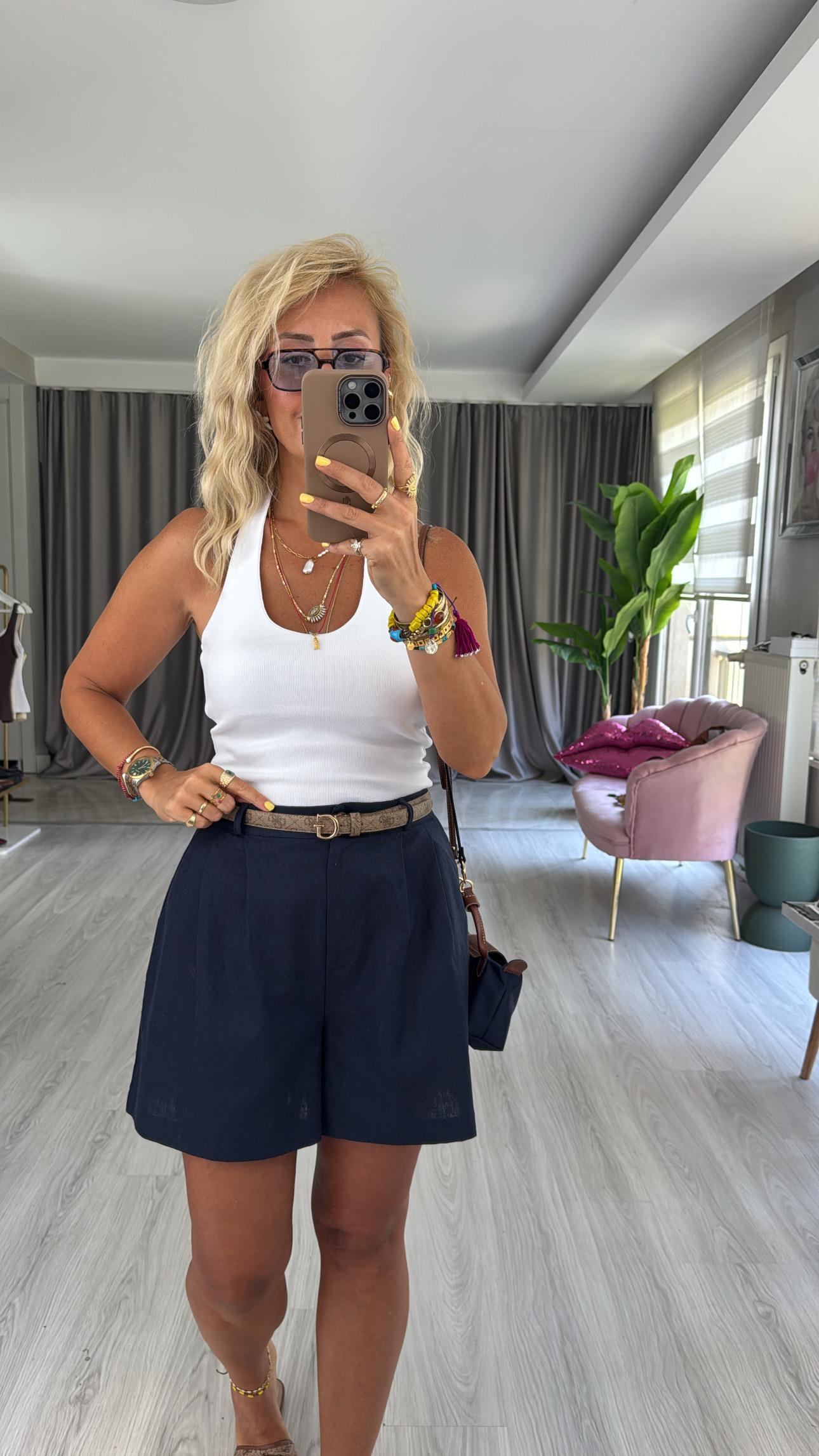 Boyundan Askılı Beyaz Dilvin Bluz