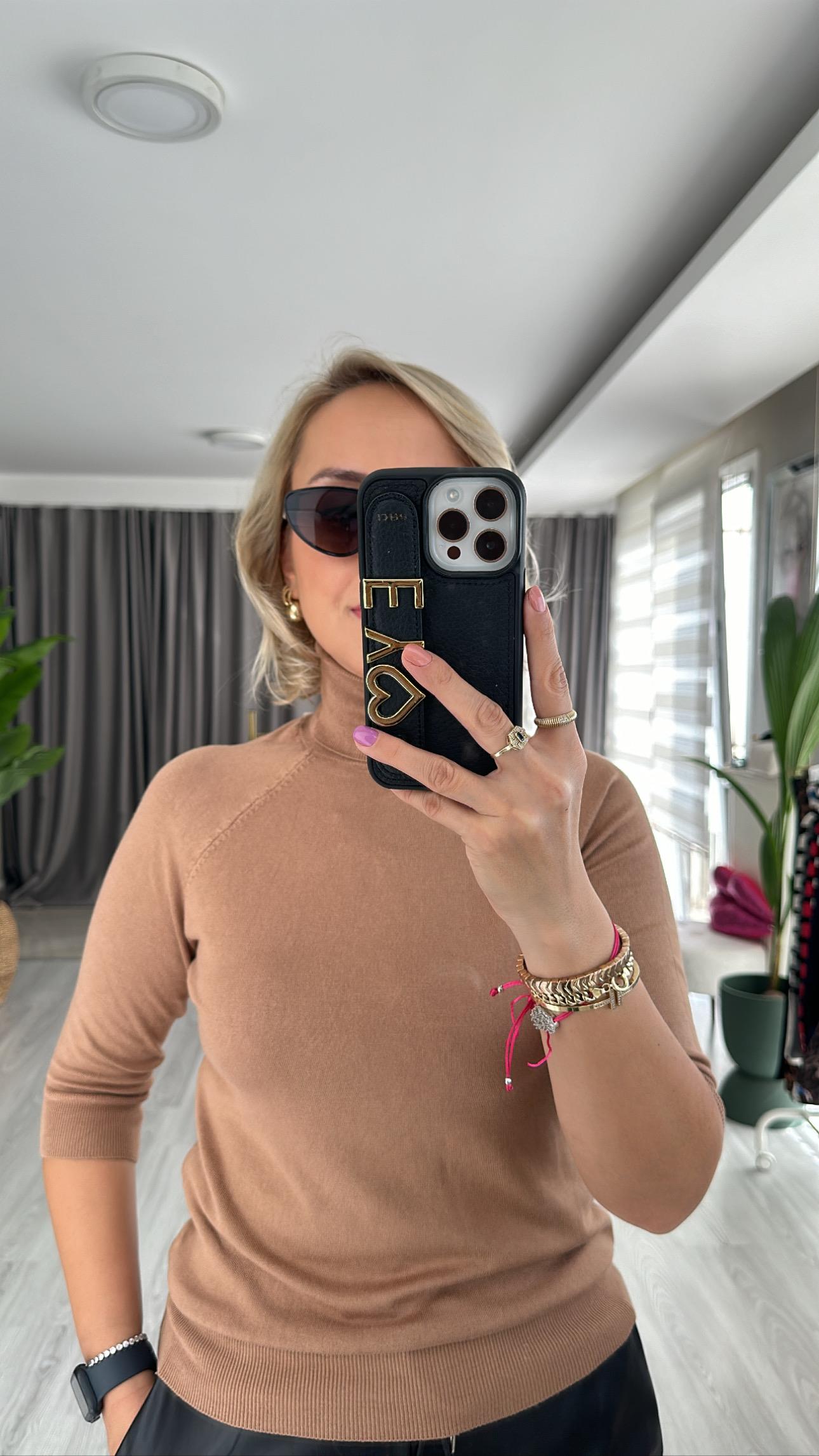 CAMEL BALIKÇI YAKA YARIM KOL TRİKO