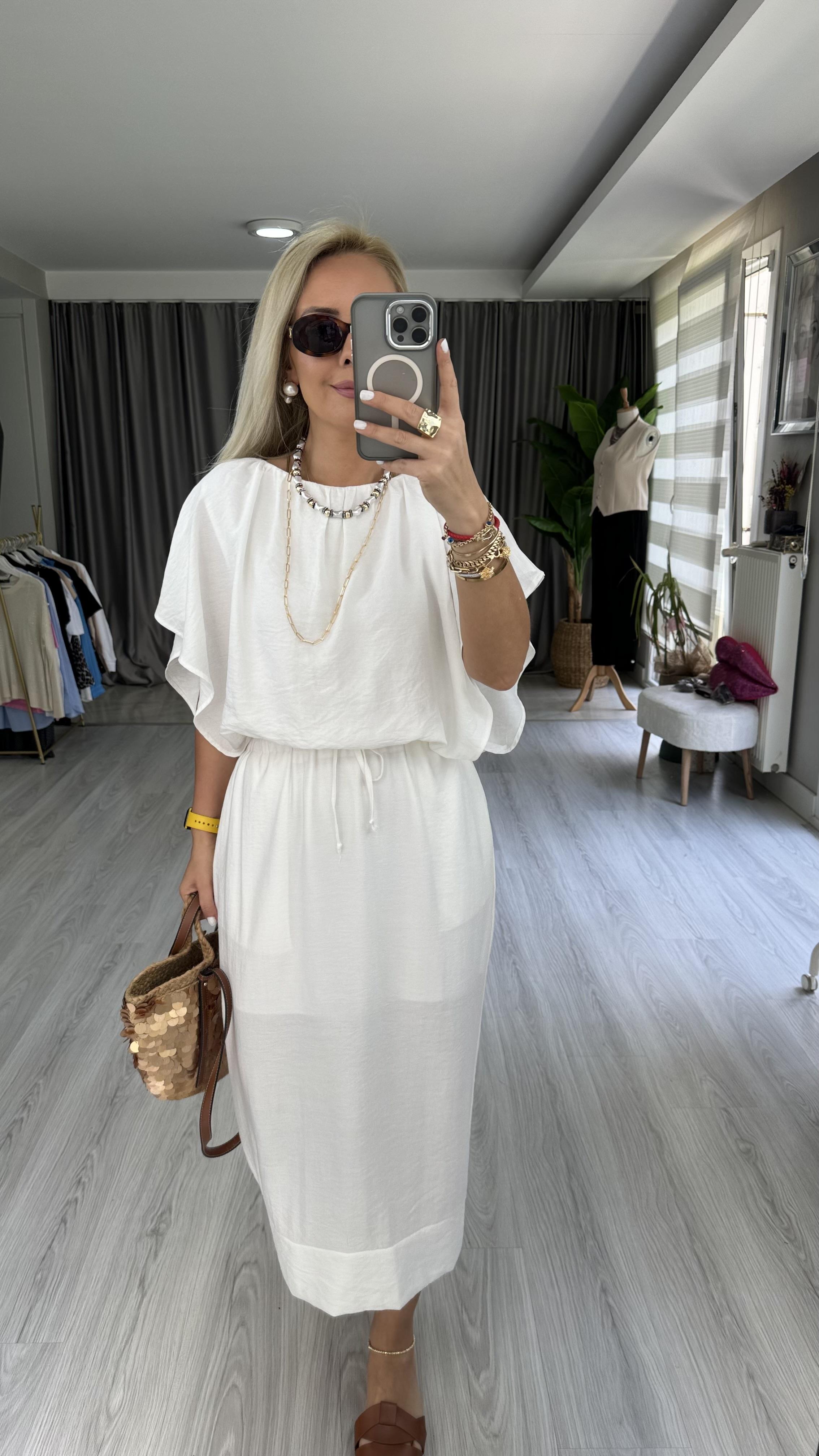 ETEK BLUZ TENCEL İKİLİ BEYAZ TAKIM