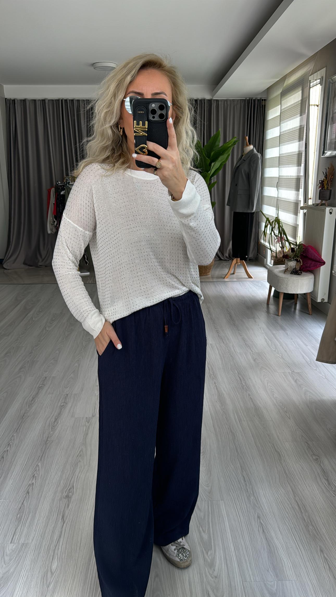 FULL TAŞLI BEYAZ MERSERİZE