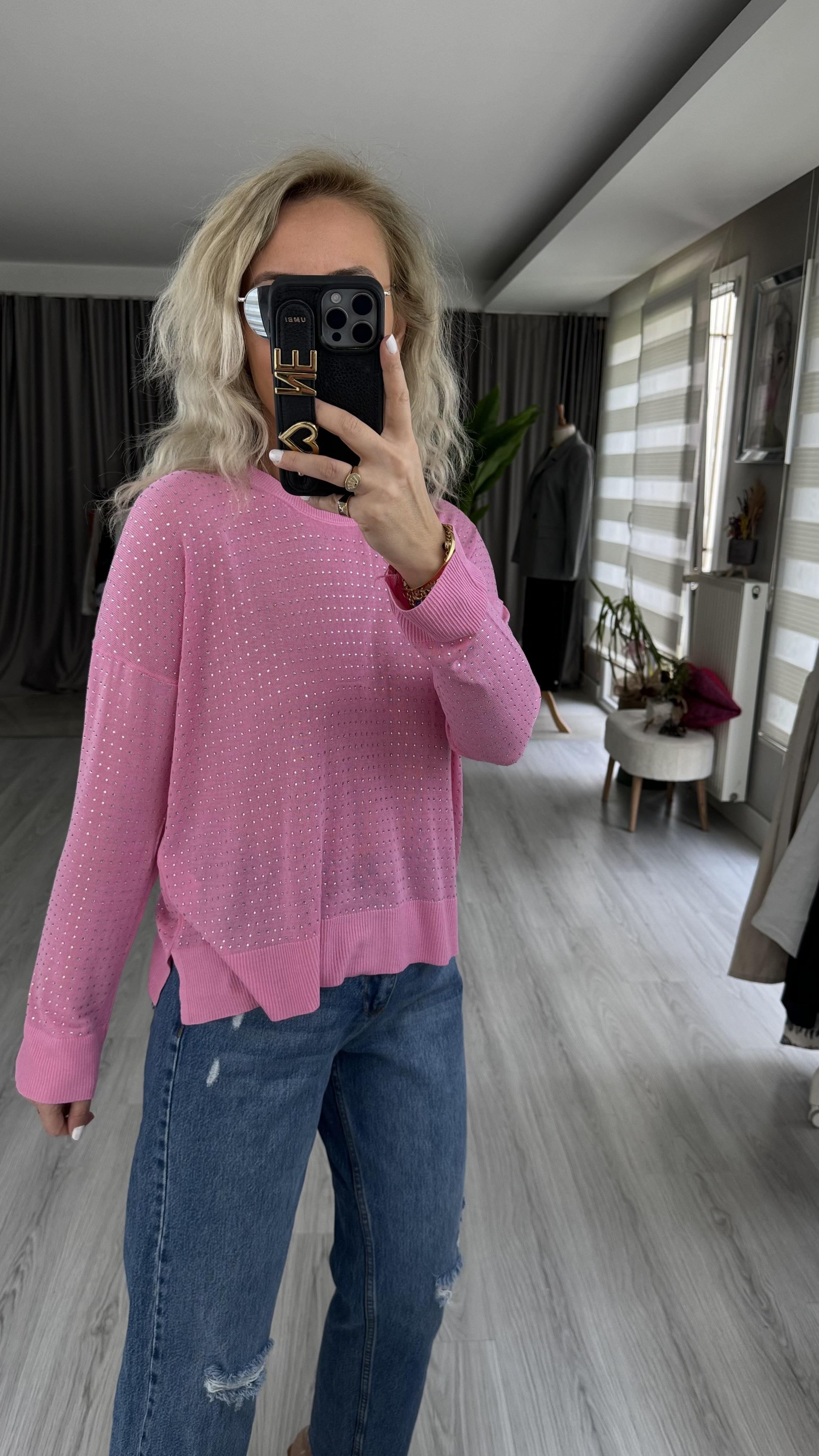 FULL TAŞLI PEMBE MERSERİZE