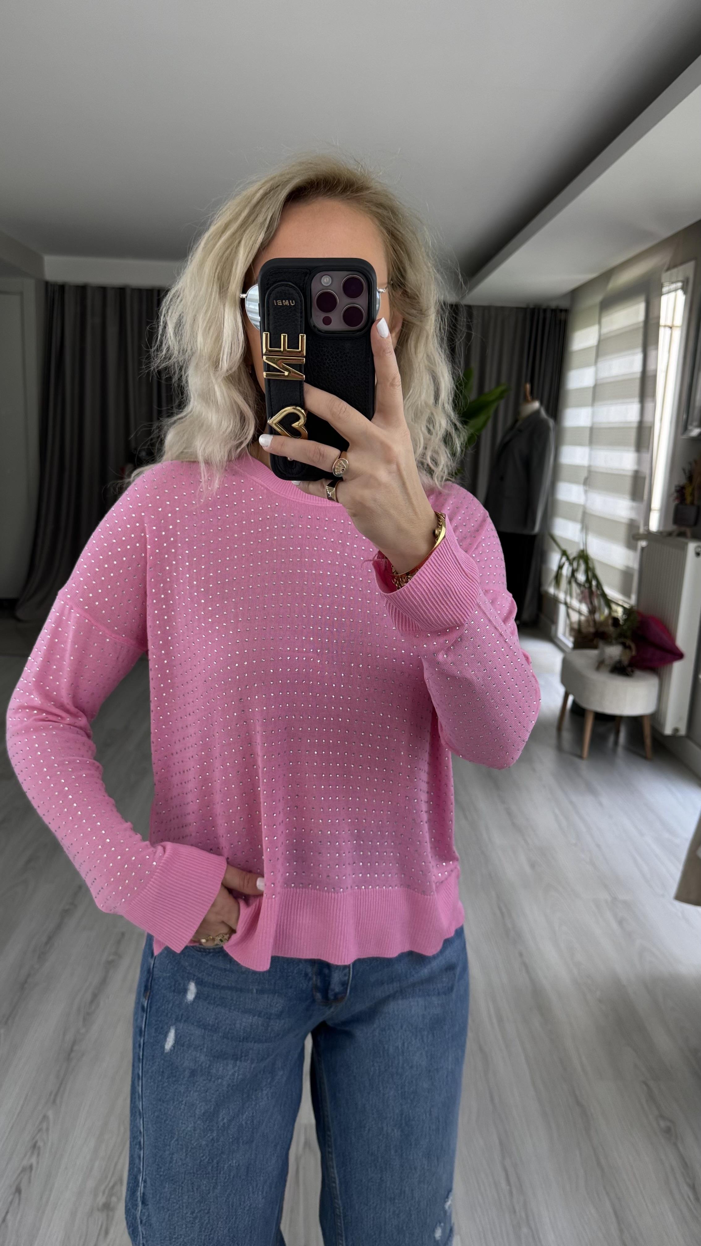 FULL TAŞLI PEMBE MERSERİZE