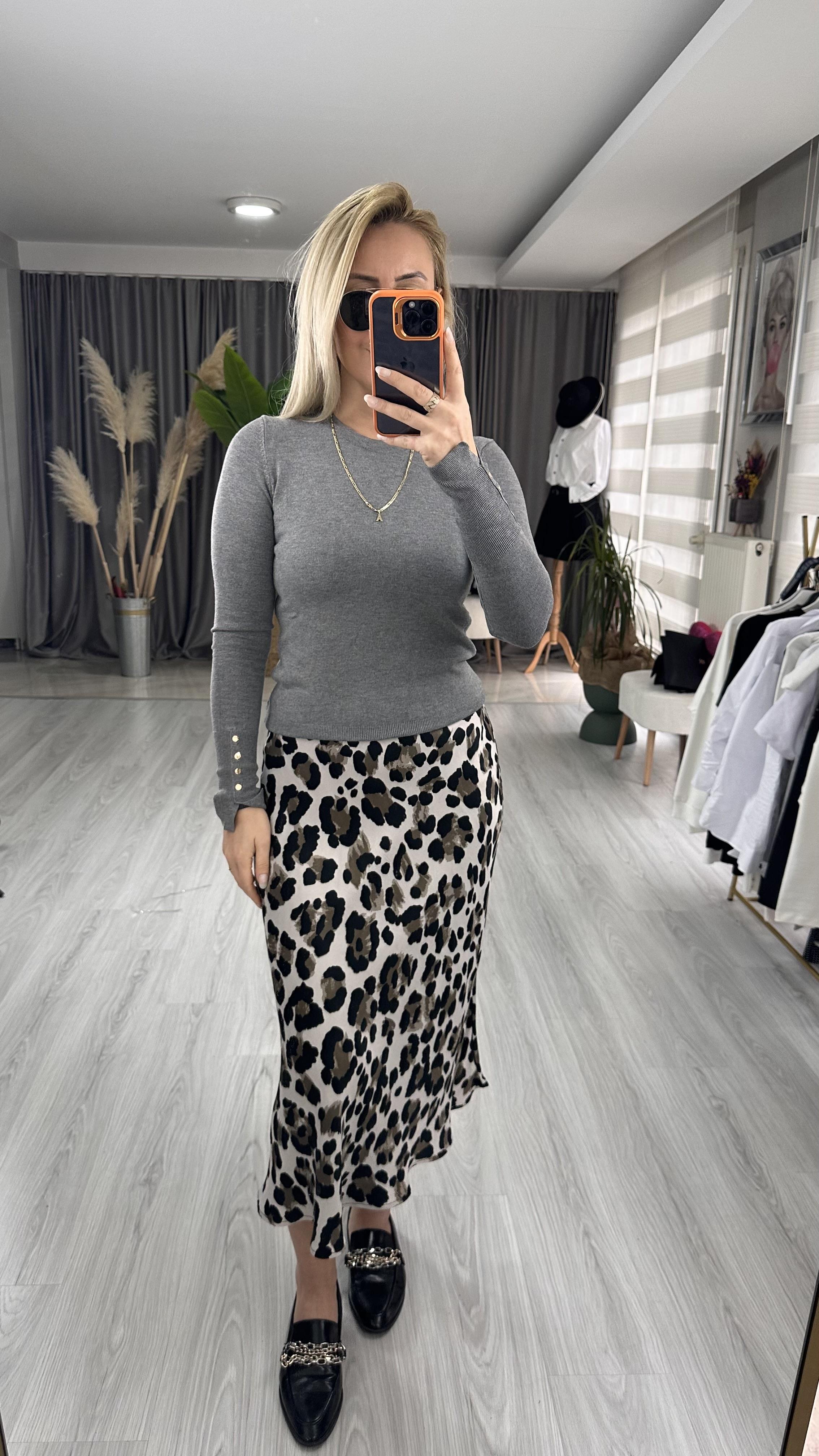 FÜME BİSİKLET YAKA KOLU DROPLU TRİKO