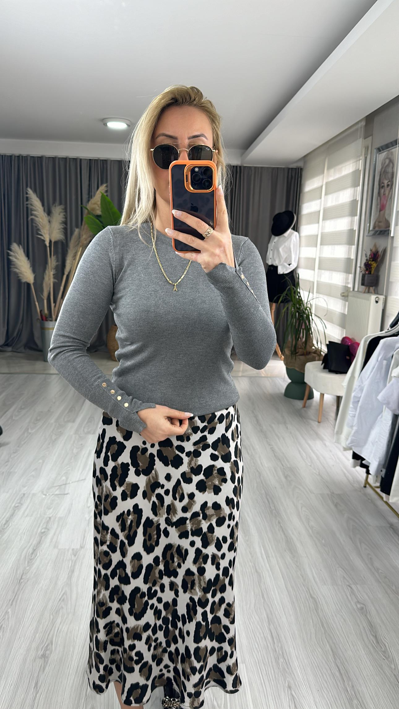 FÜME BİSİKLET YAKA KOLU DROPLU TRİKO