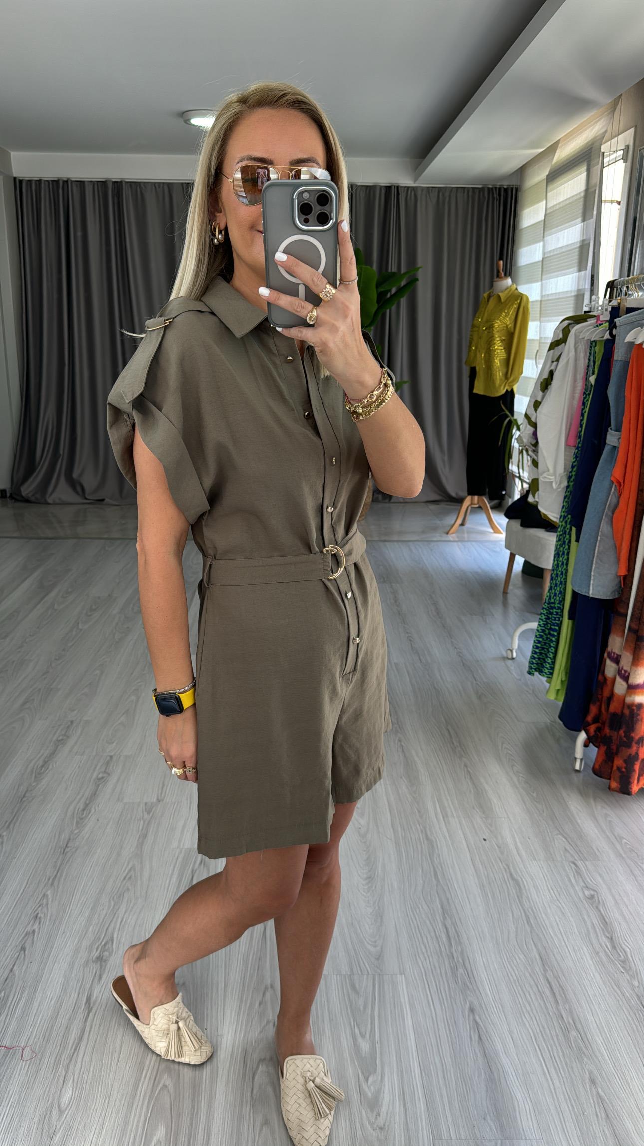 GOLD DÜĞMELİ TENCEL HAKİ TULUM