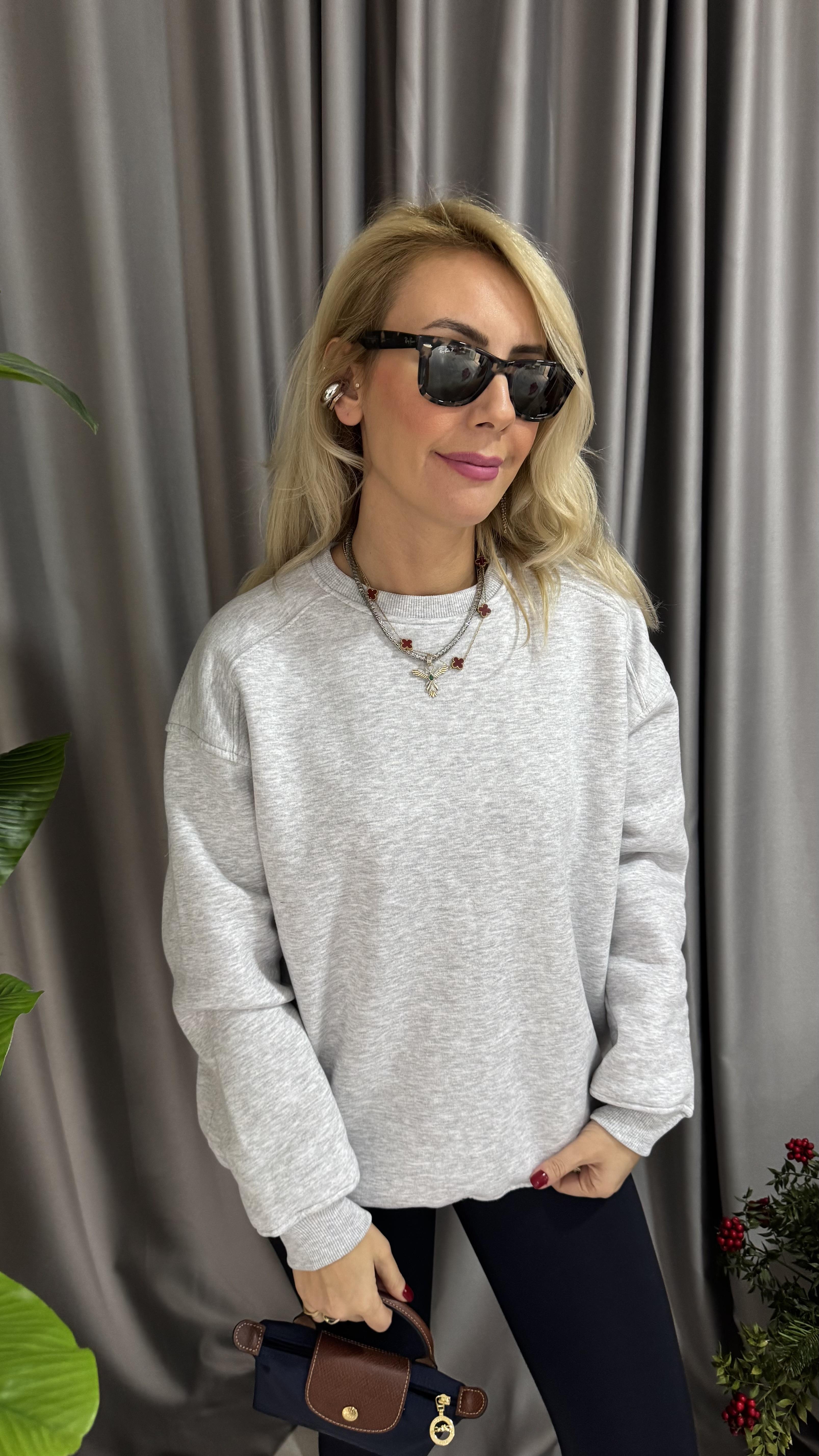 Gri Üç İplik Sweatshirt