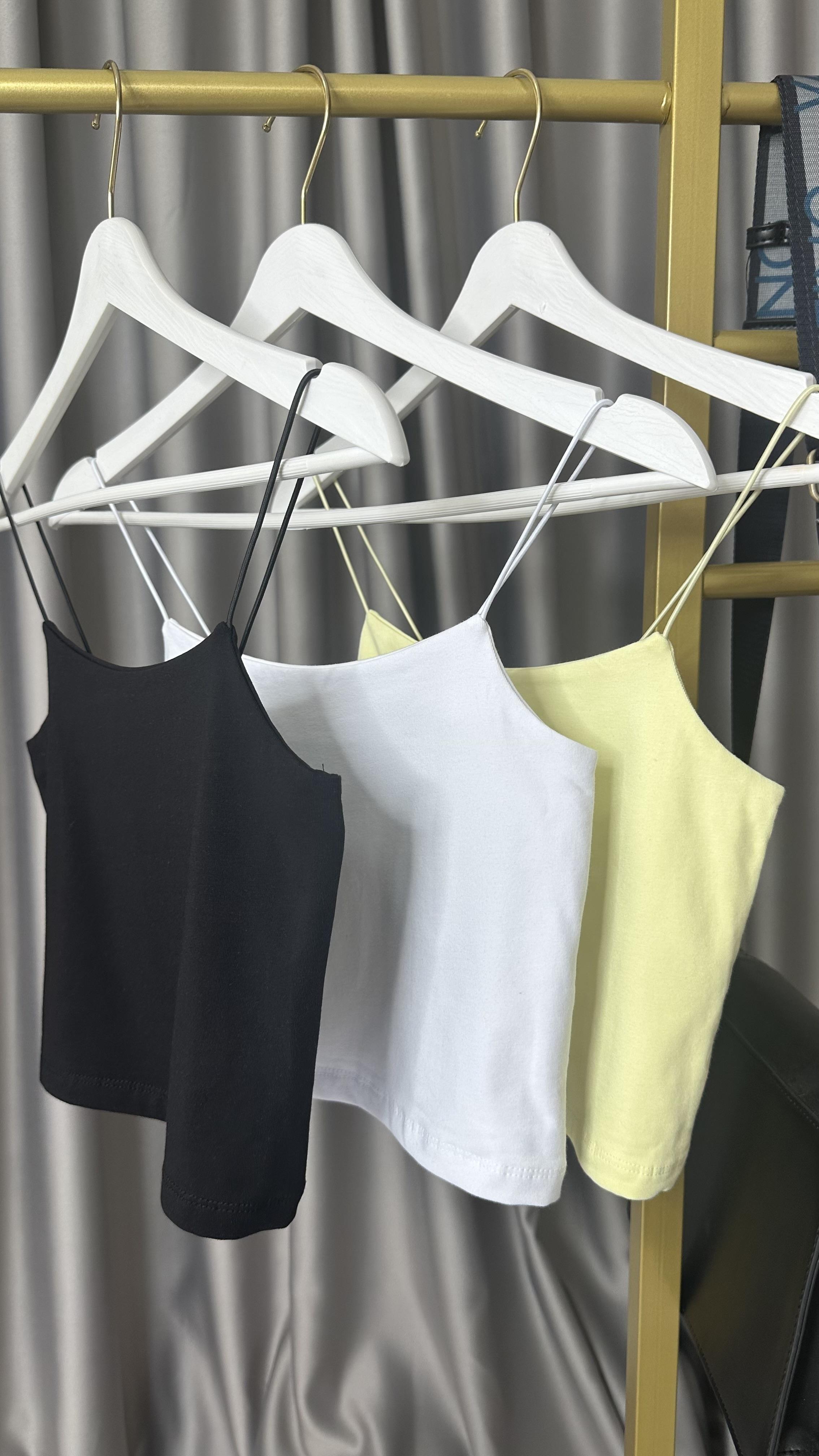 İp Askılı Beyaz Basic Crop