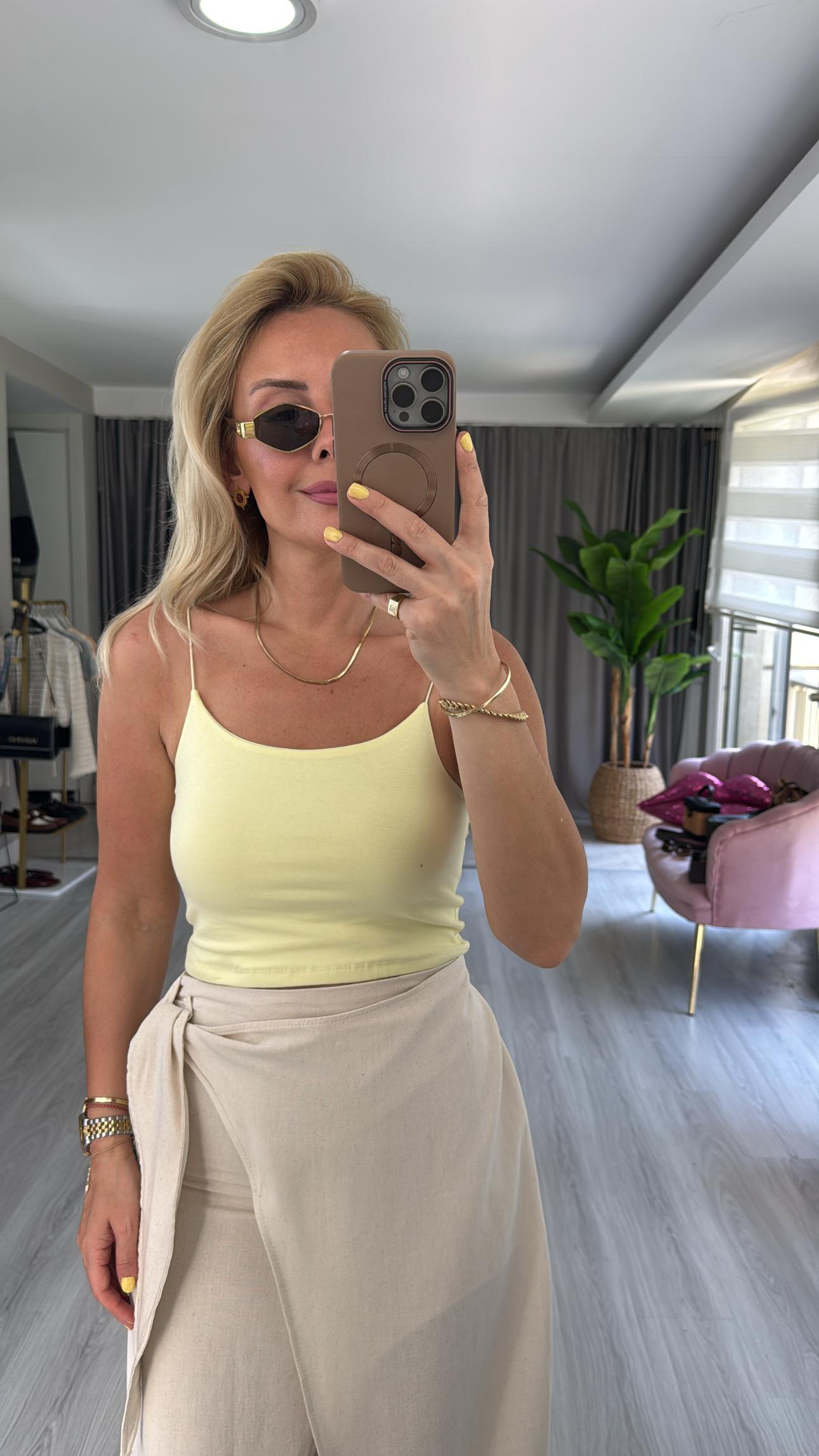 İp Askılı Sarı Basic Crop