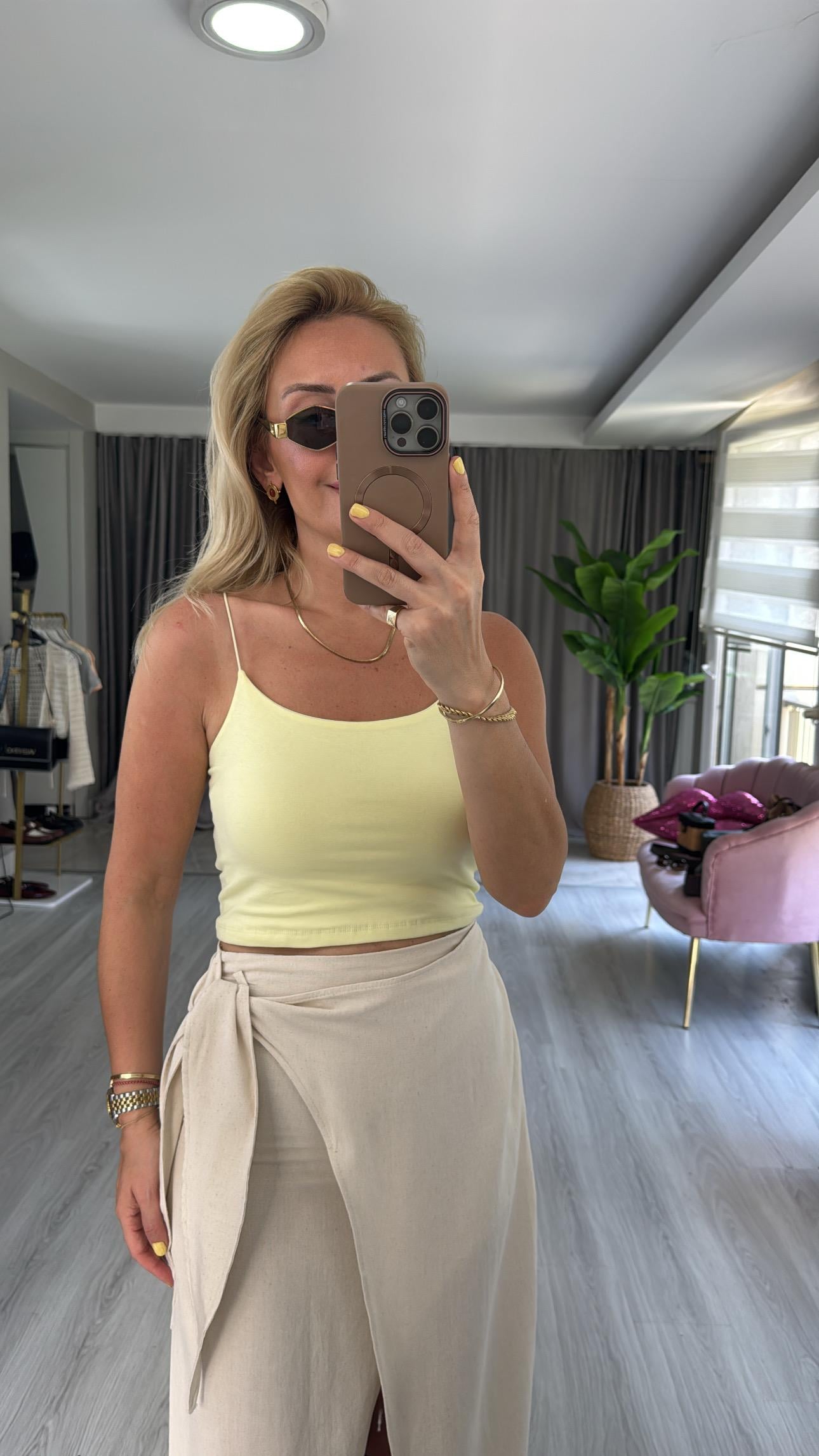 İp Askılı Sarı Basic Crop