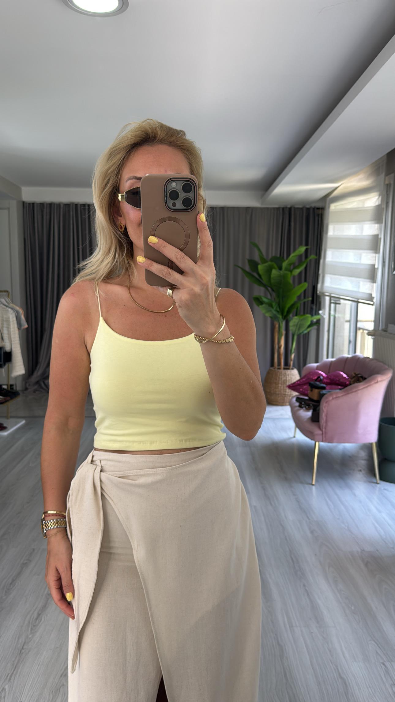 İp Askılı Sarı Basic Crop