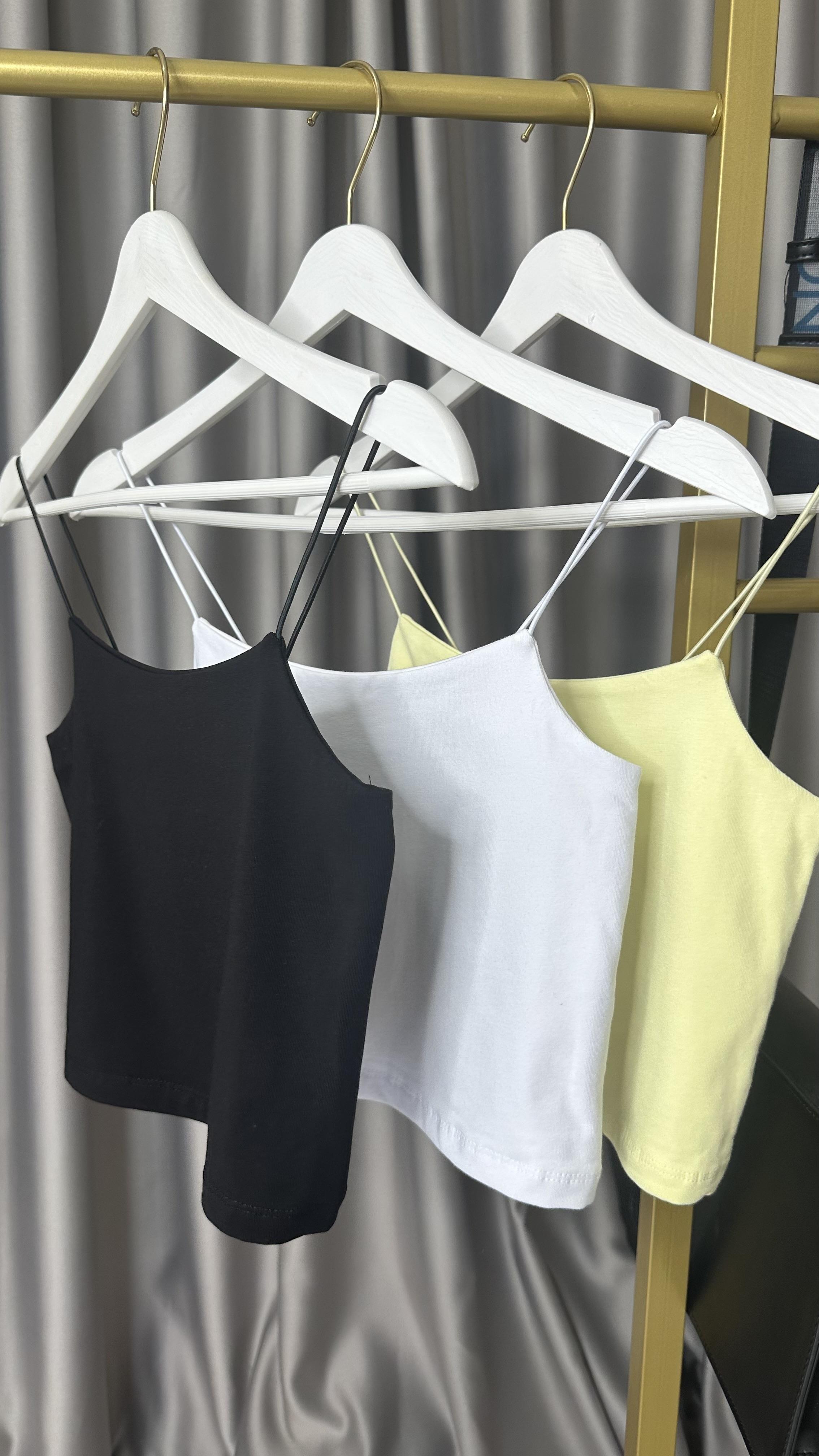 İp Askılı Siyah Basic Crop