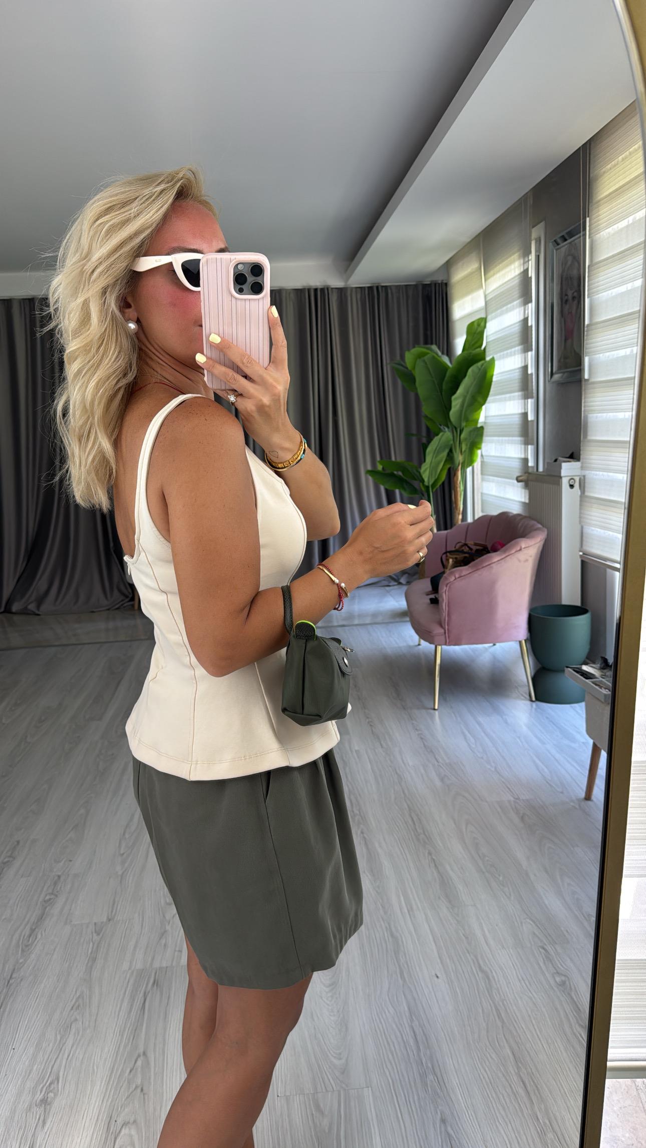 Kalın Askılı Peplum Taş Dilvin Bluz