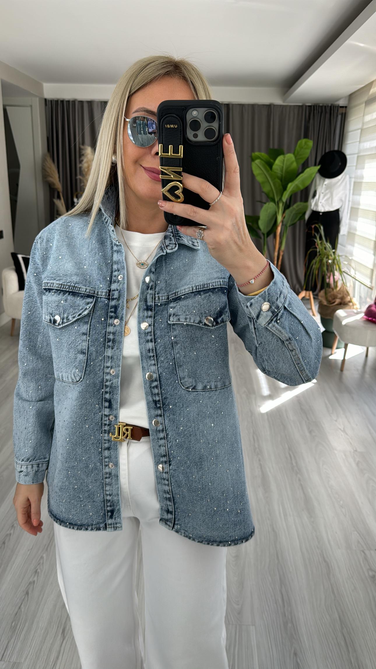 KOMPLE TAŞLI JEAN CEKET