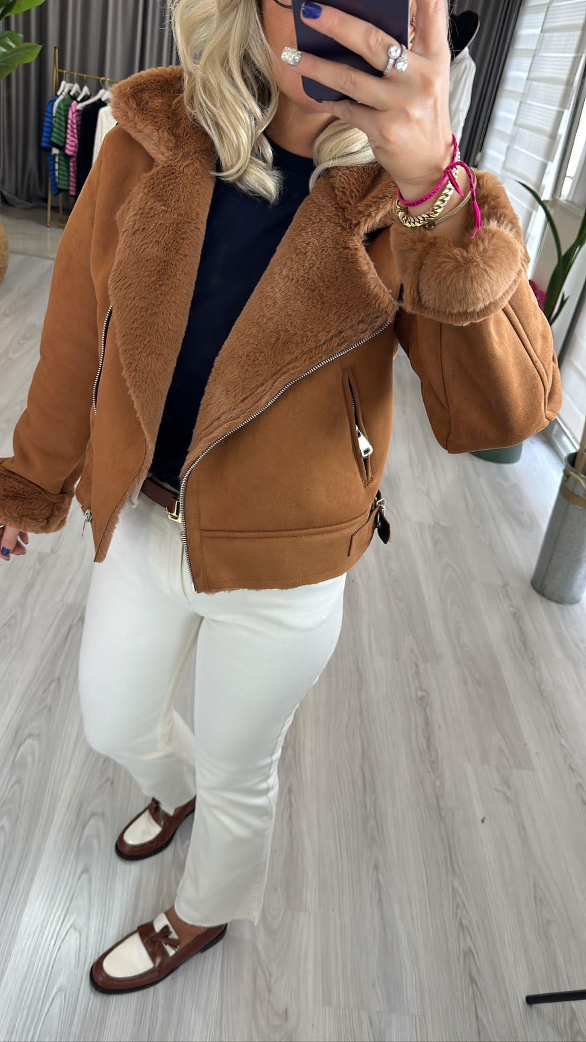 Kürk Astarlı Taba Nubuk mont