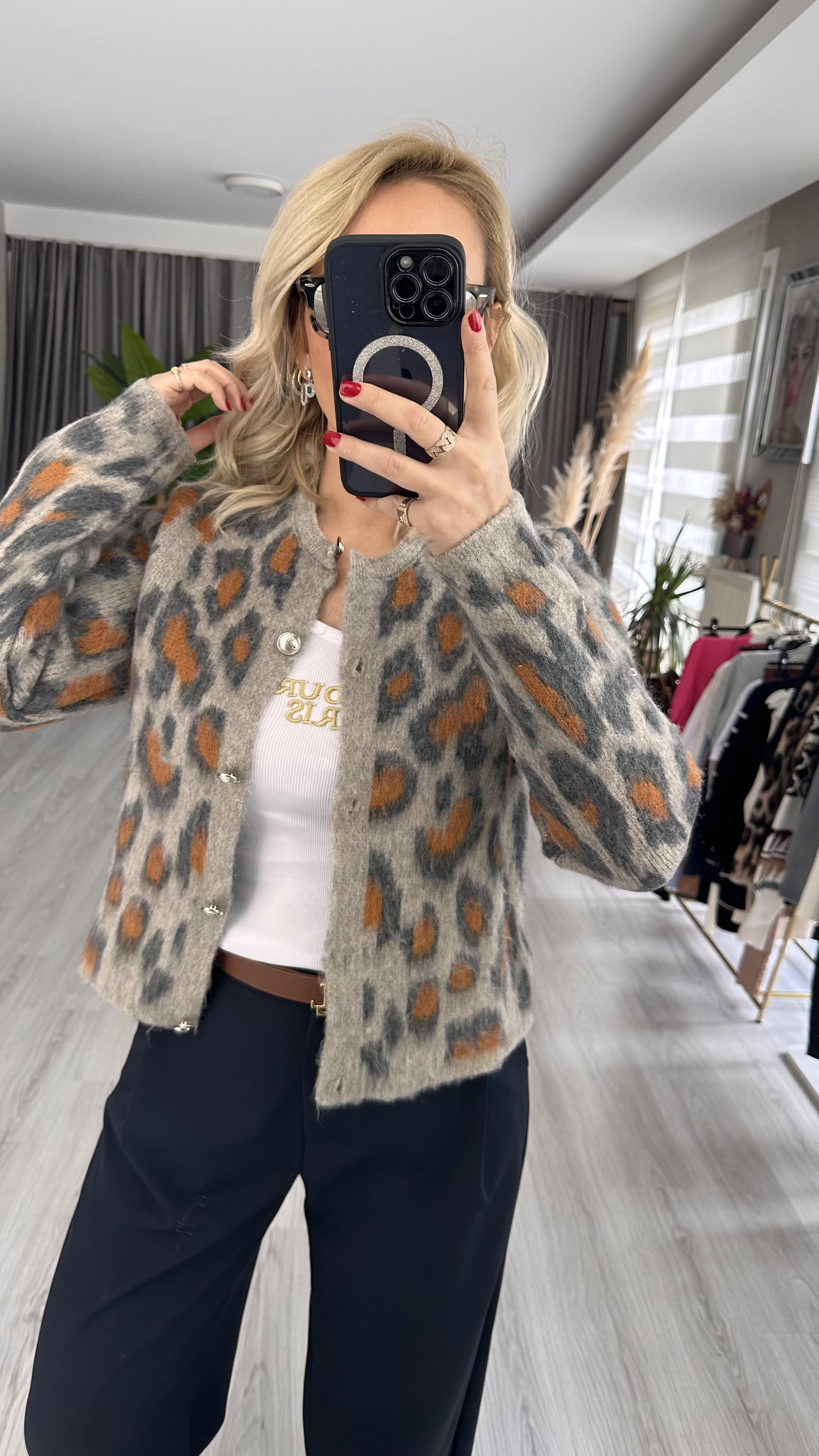 LEOPAR DESEN HIRKA VİZON/ANTRASİT