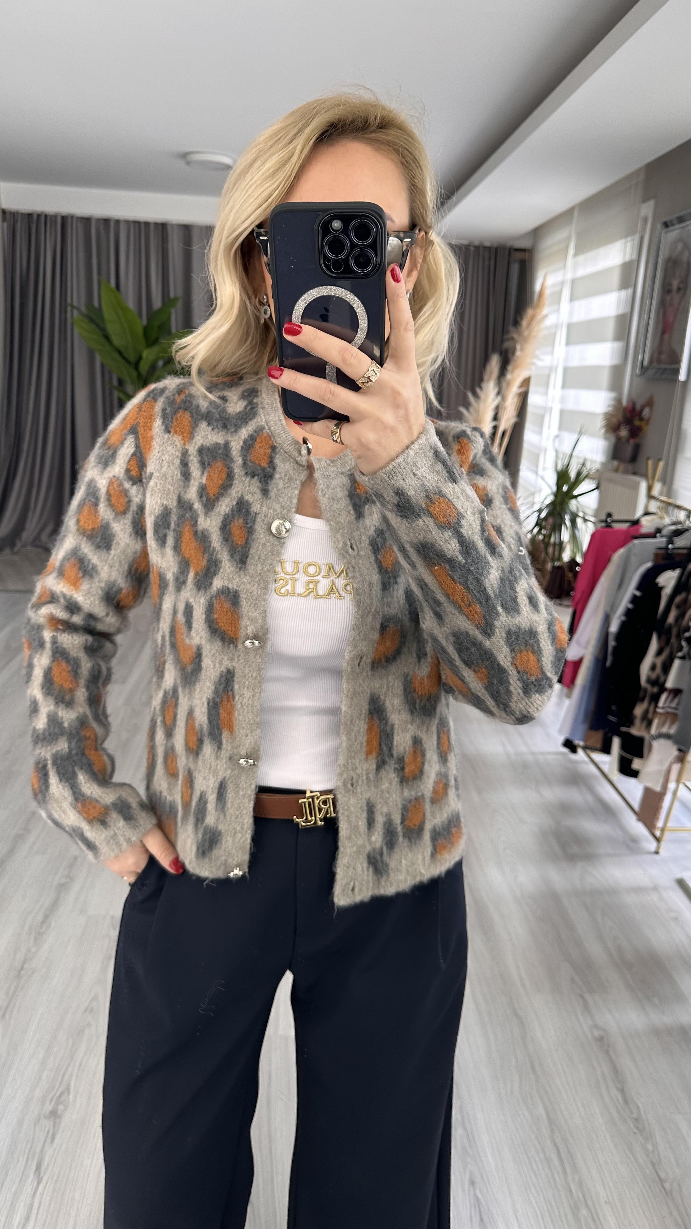 LEOPAR DESEN HIRKA VİZON/ANTRASİT