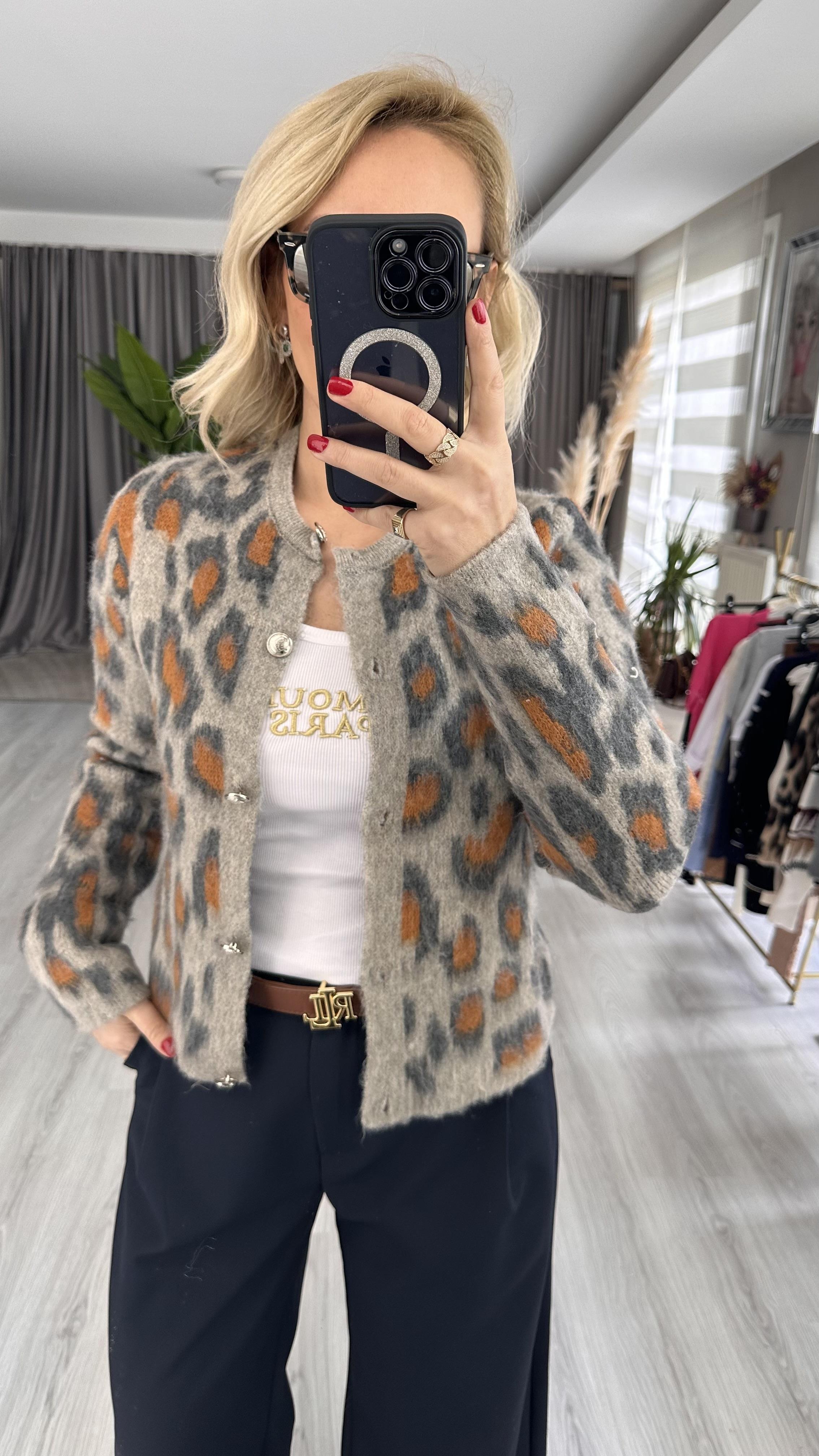 LEOPAR DESEN HIRKA VİZON/ANTRASİT