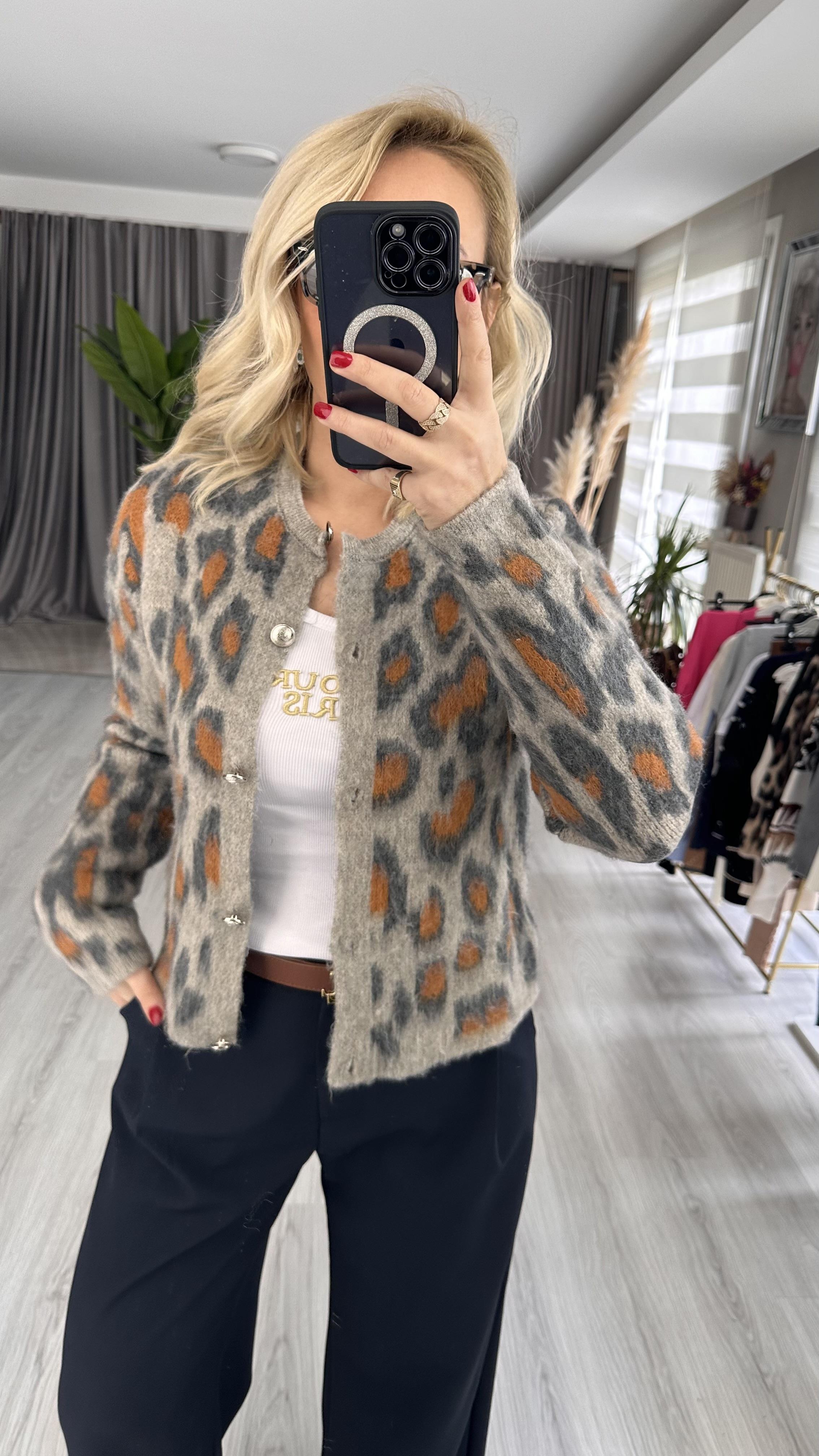 LEOPAR DESEN HIRKA VİZON/ANTRASİT