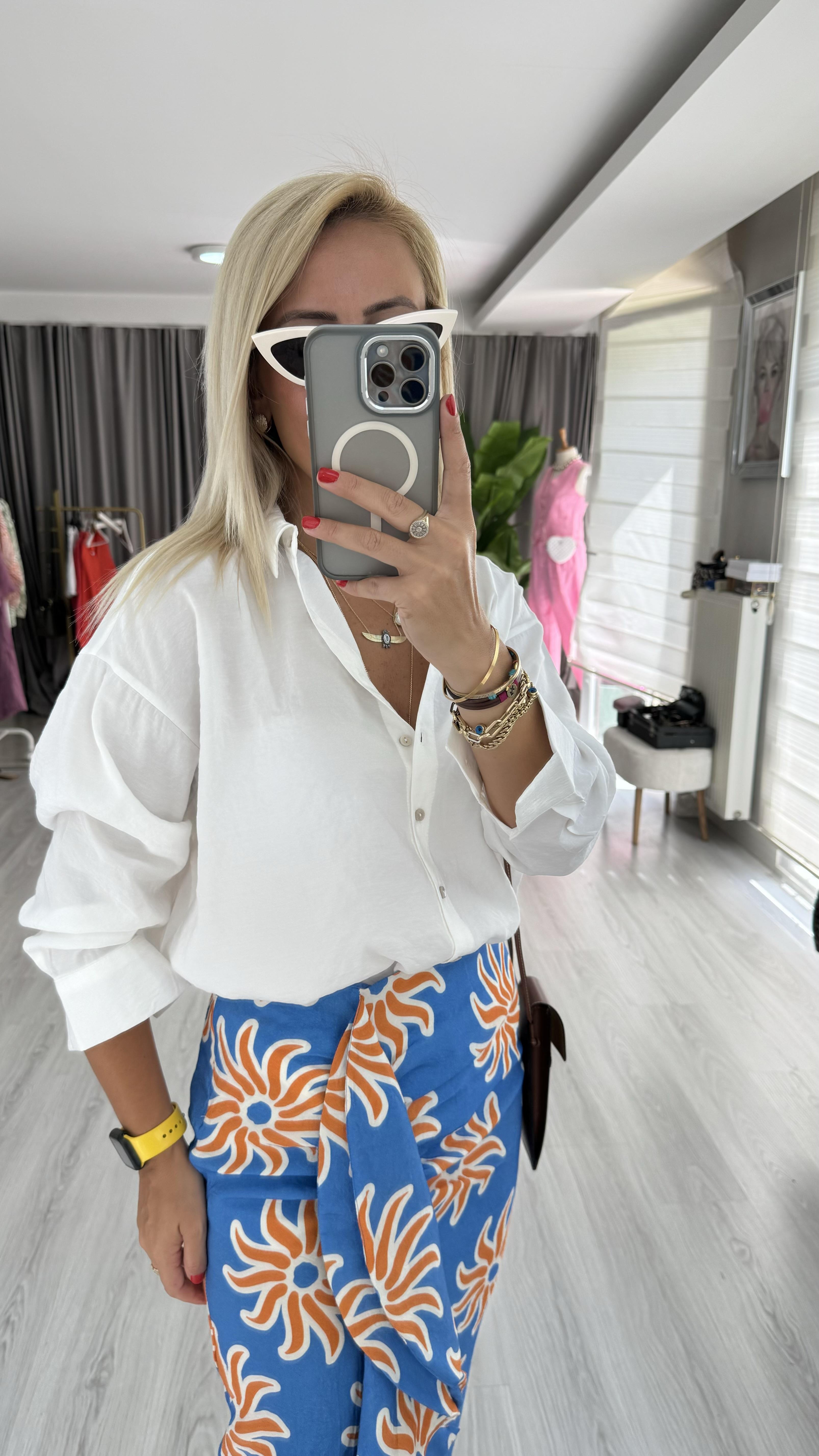 Modal Tencel Ekru Tiril Gömlek