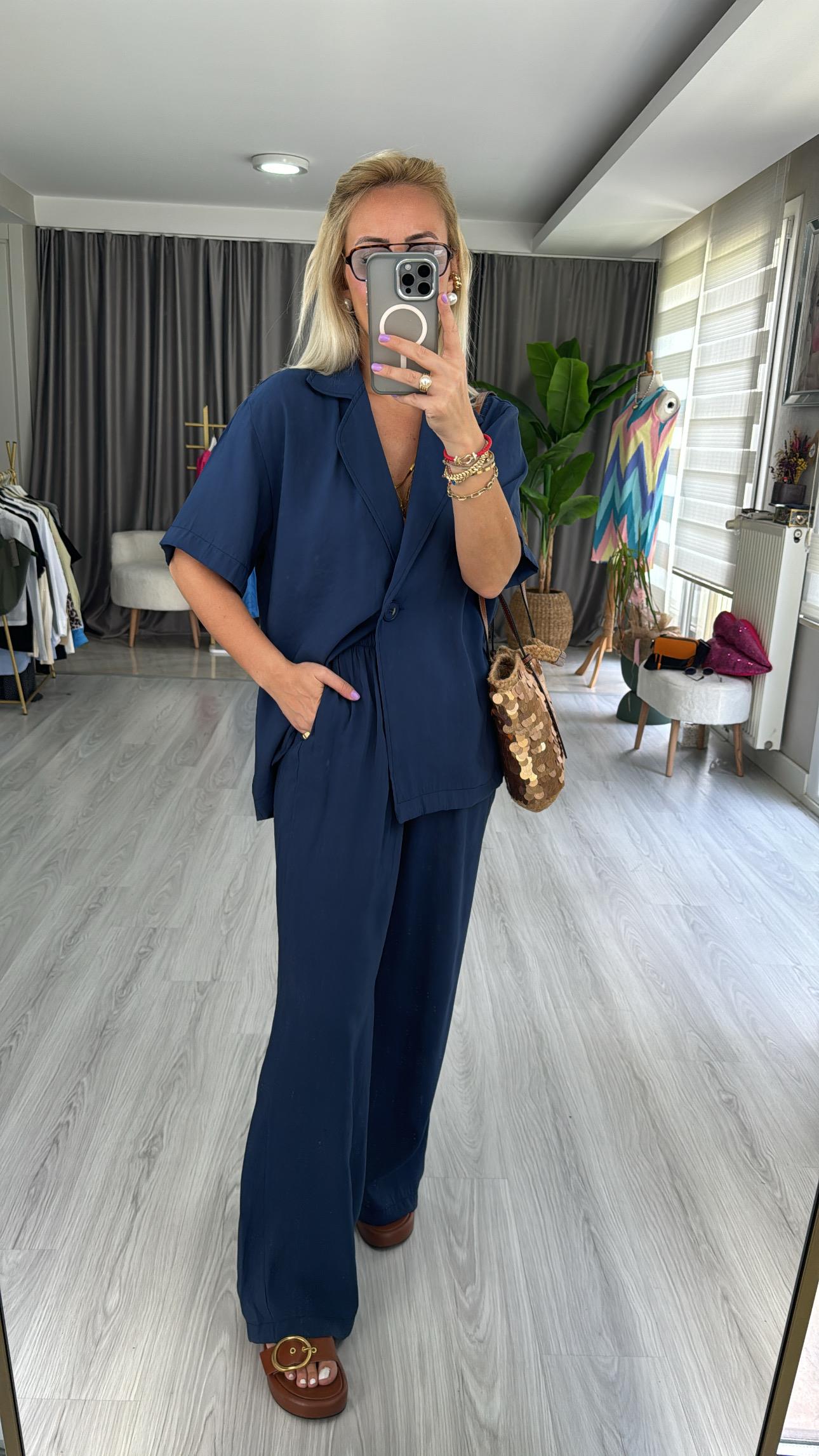 MODAL, TENCEL LACİVERT İKİLİ TAKIM