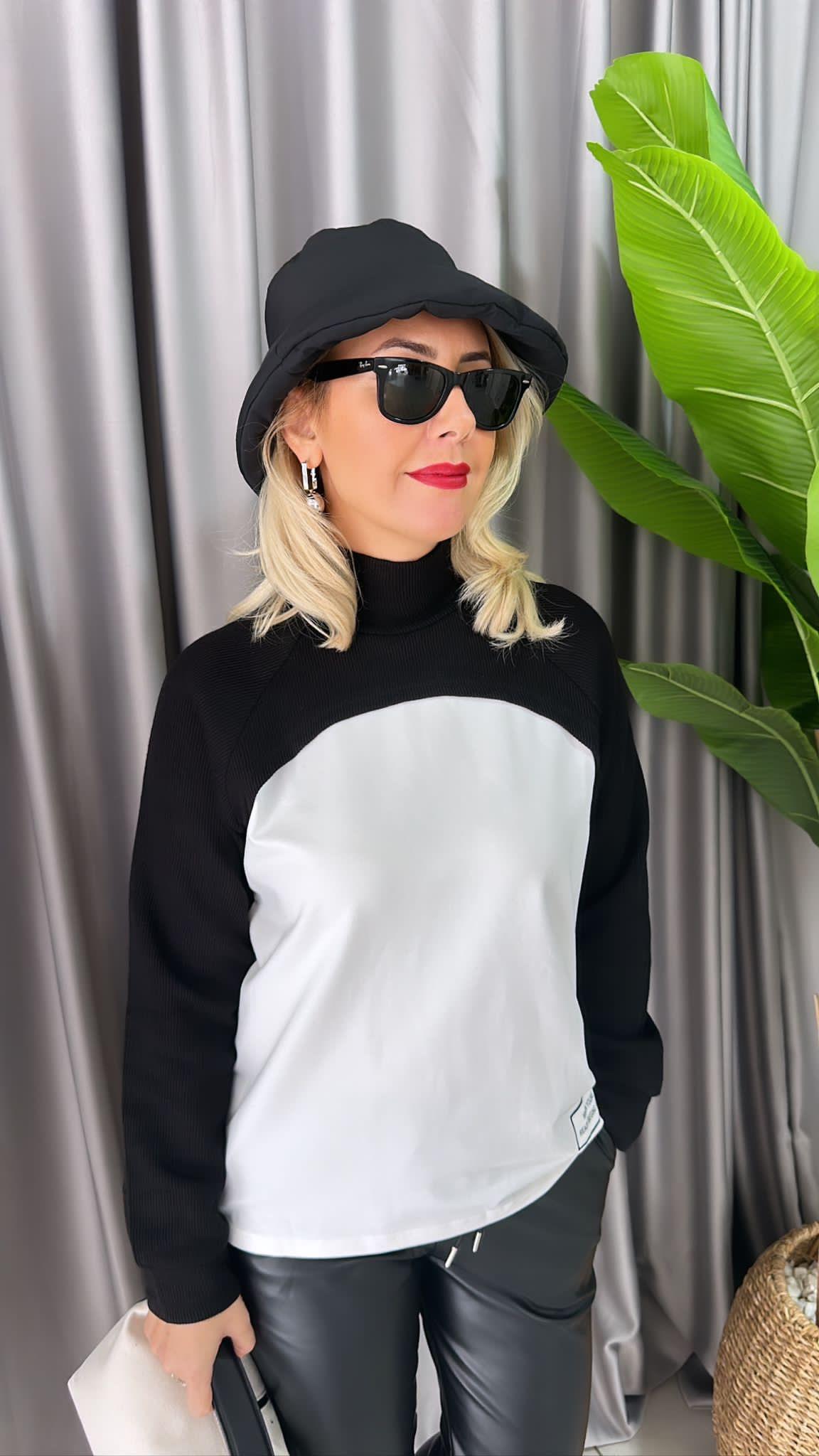 OMZU TRİKO DETAYLI EKRU SWEAT