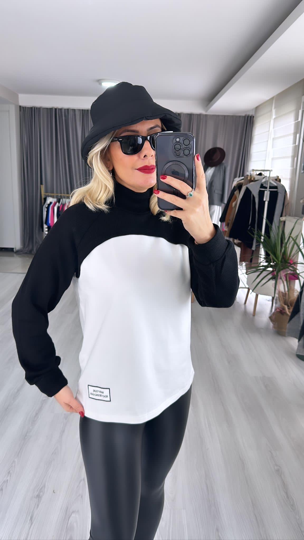 OMZU TRİKO DETAYLI EKRU SWEAT