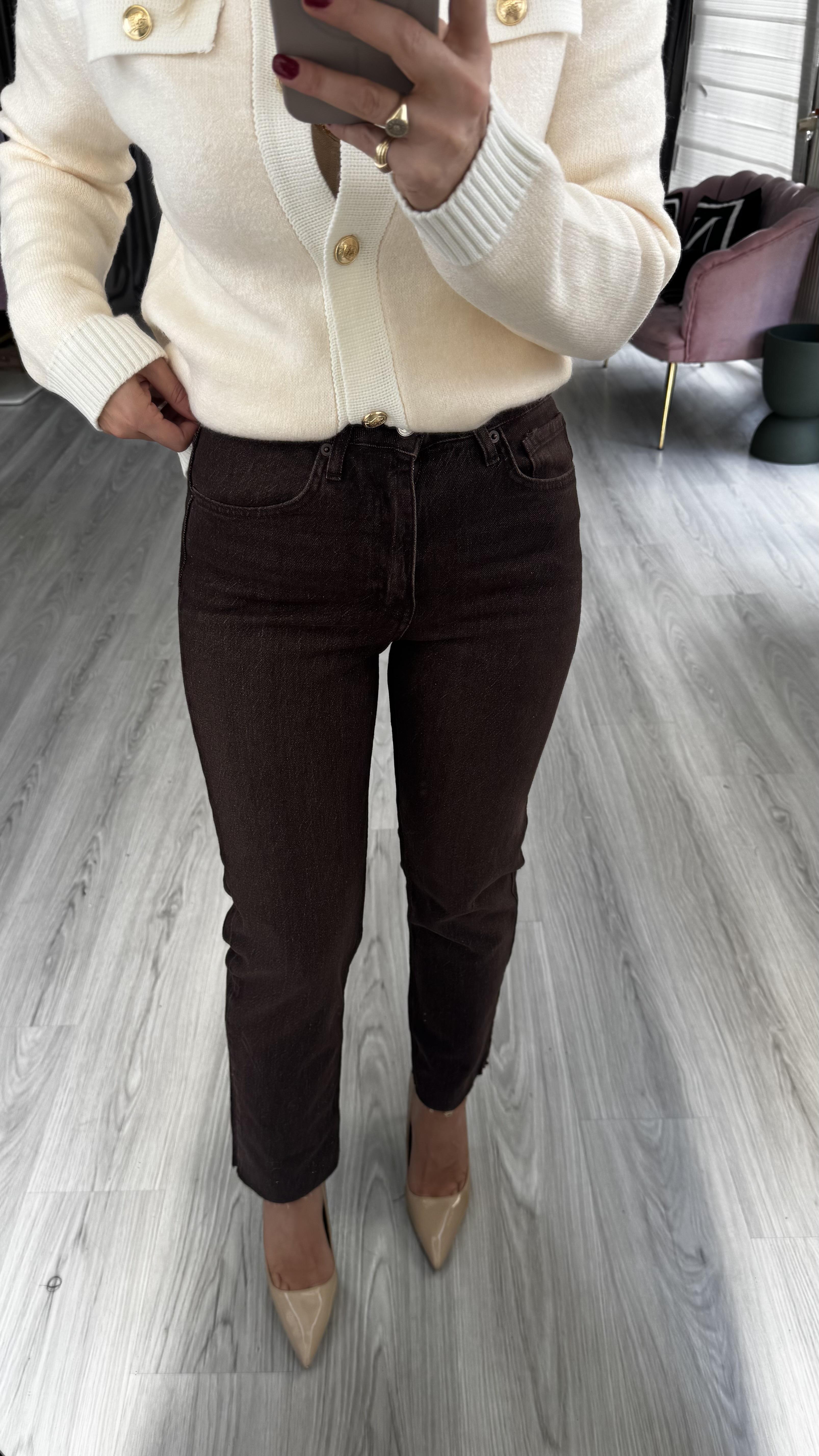 Orijinal Marka Acı Kahve Yıkamalı Boyfit Jean