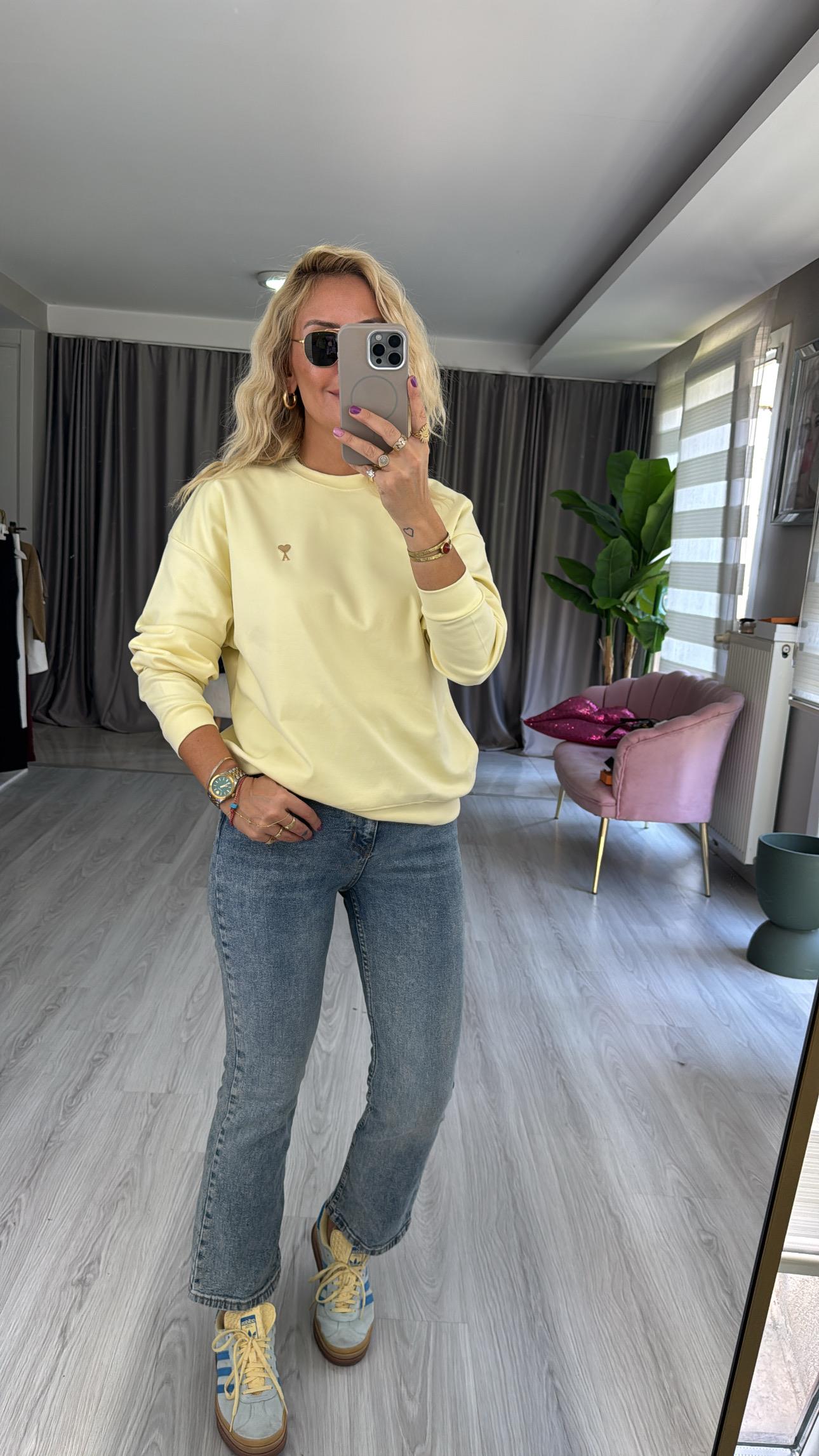 Orijinal Marka Açık Sarı Sweatshirt