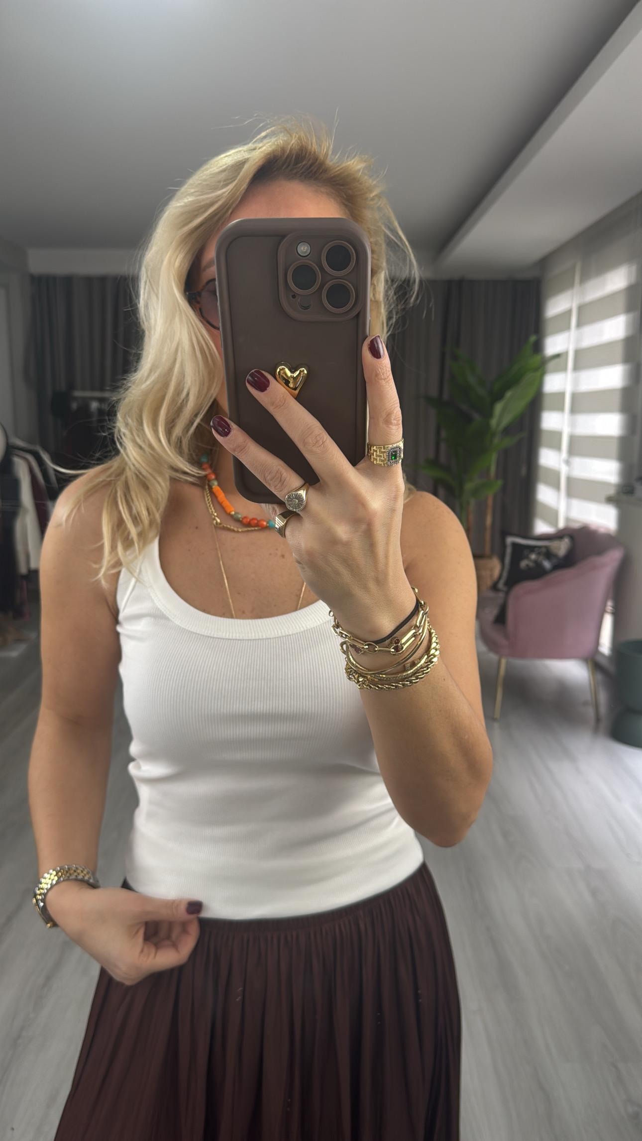 Orijinal Marka Askılı Beyaz Bluz