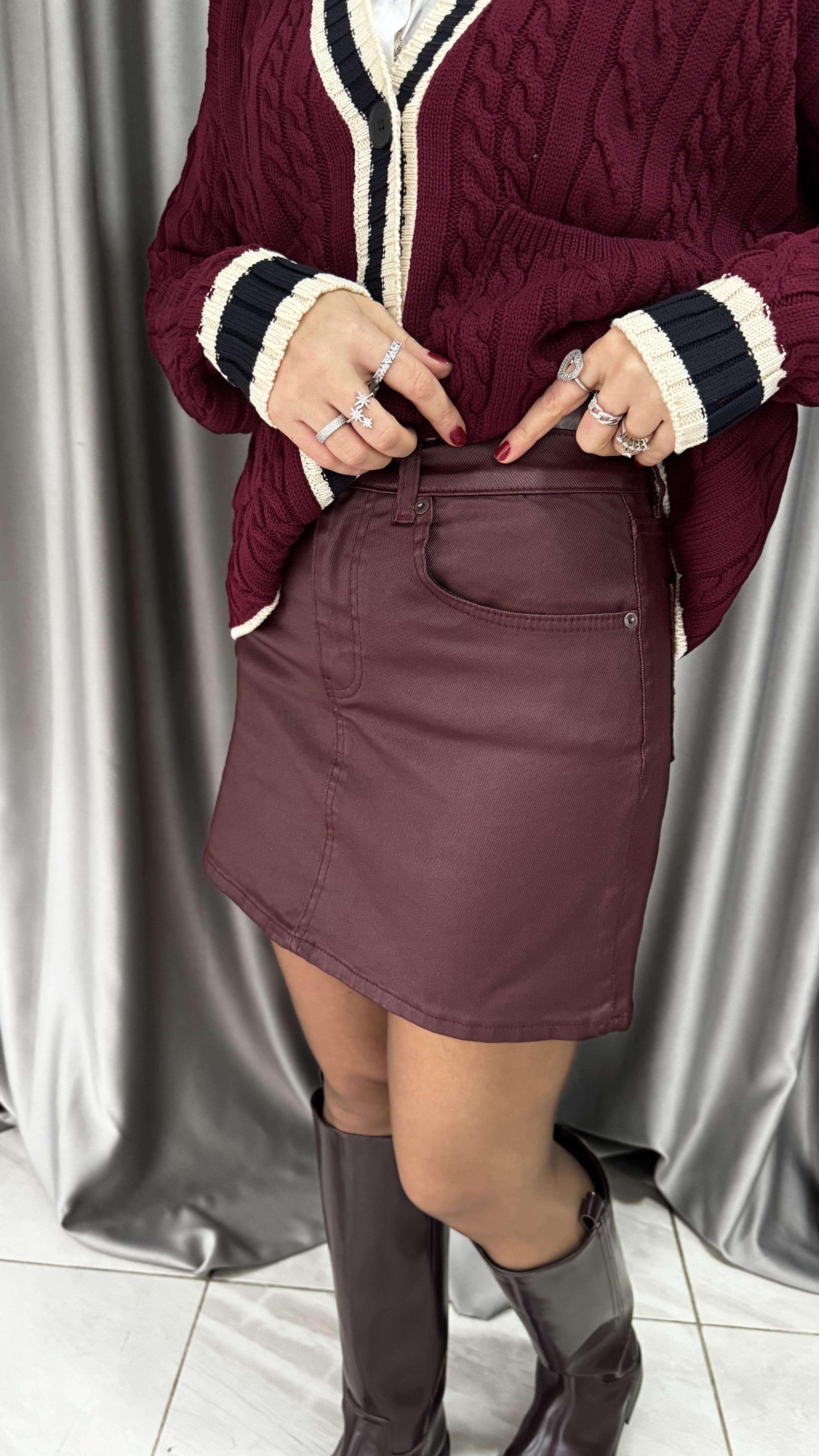 Orijinal Marka Bordo Mumlu Etek