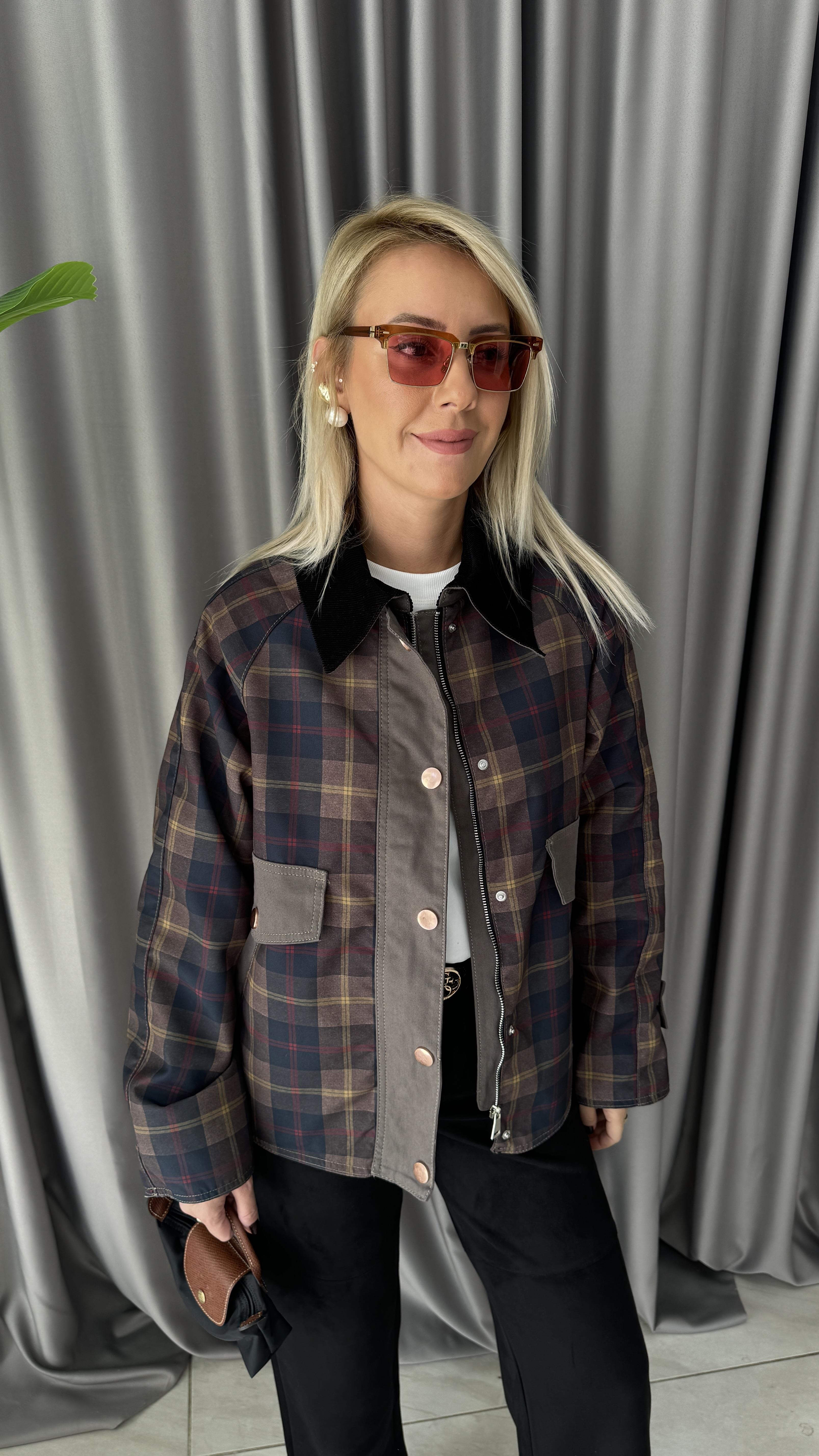 Orijinal Model Kadife Yaka Ekoseli Premium Mont