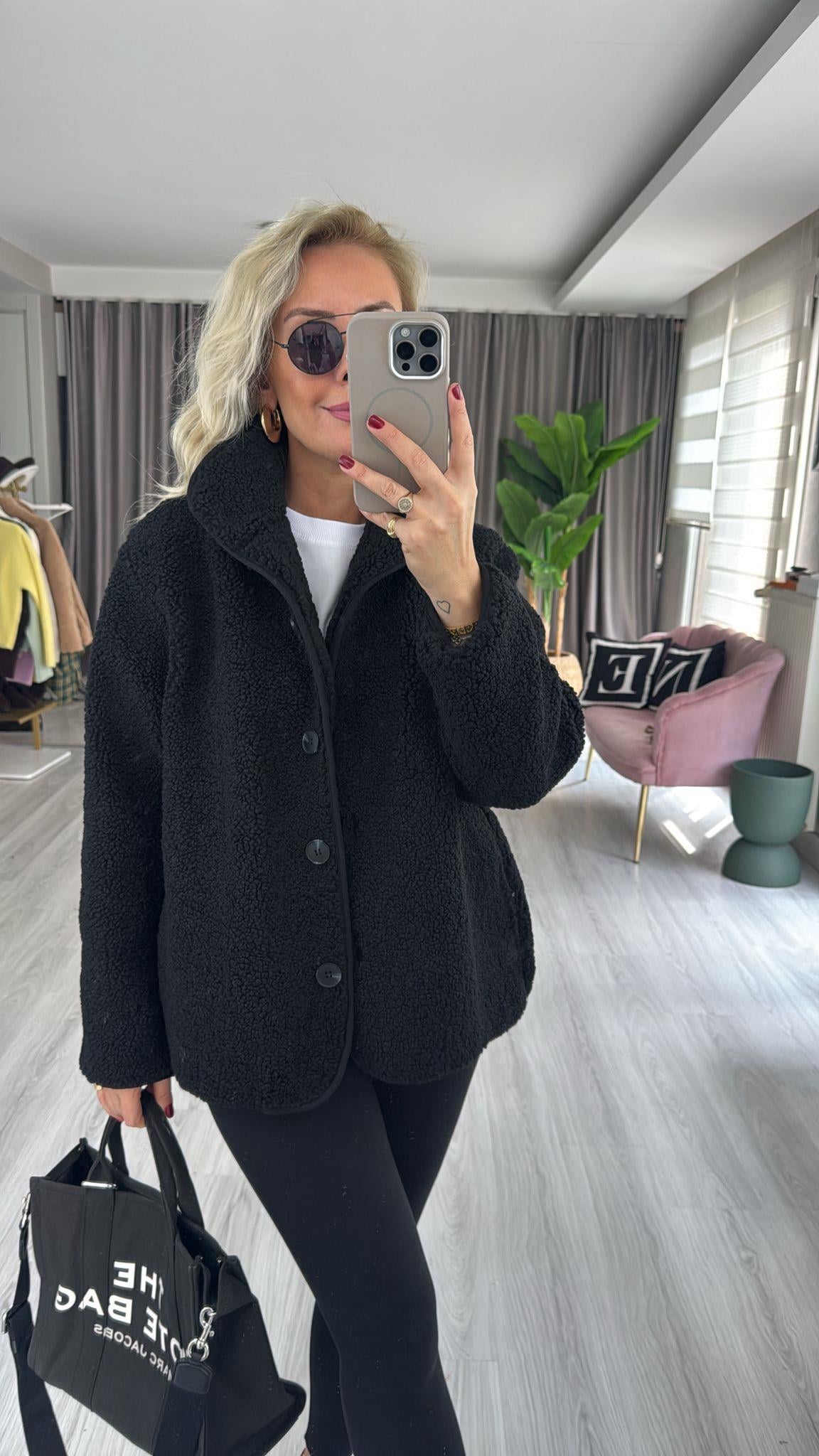 Orijinal Model Siyah Teddy Mont