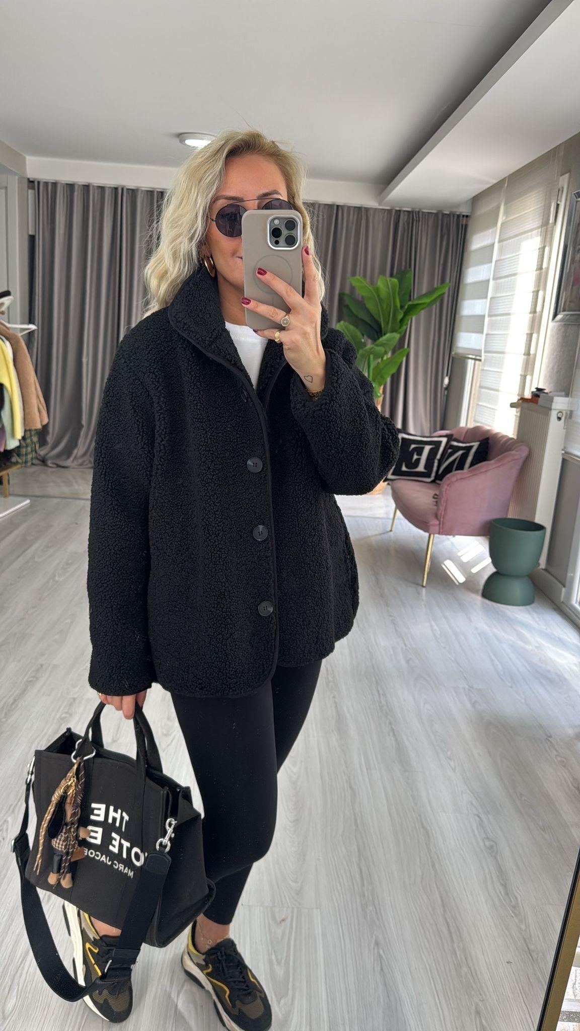 Orijinal Model Siyah Teddy Mont