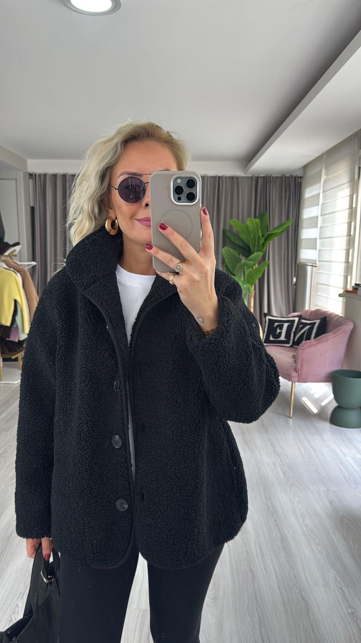 Orijinal Model Siyah Teddy Mont