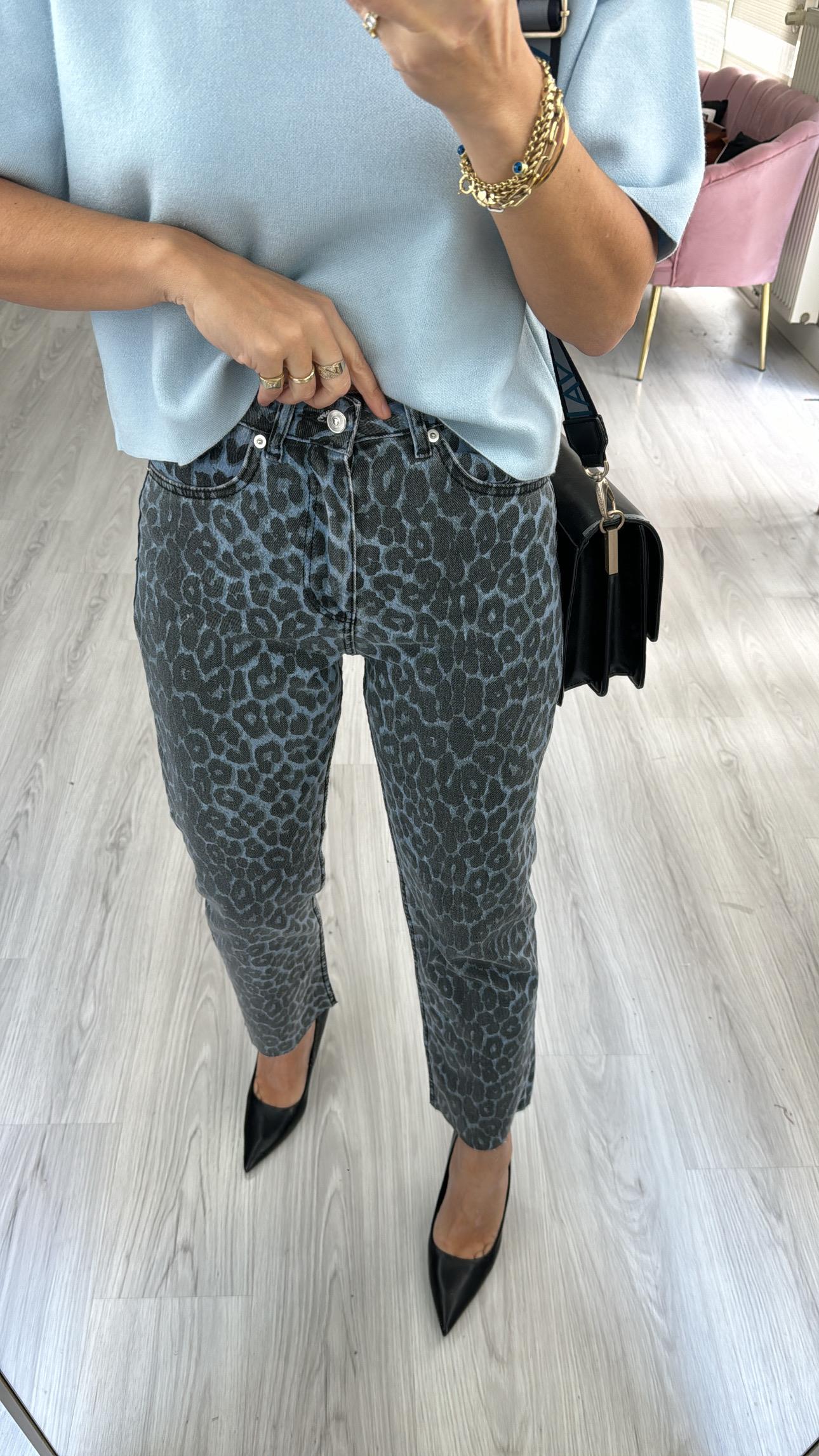 Orjinal Marka Boyfit Mavi Leopar Jean