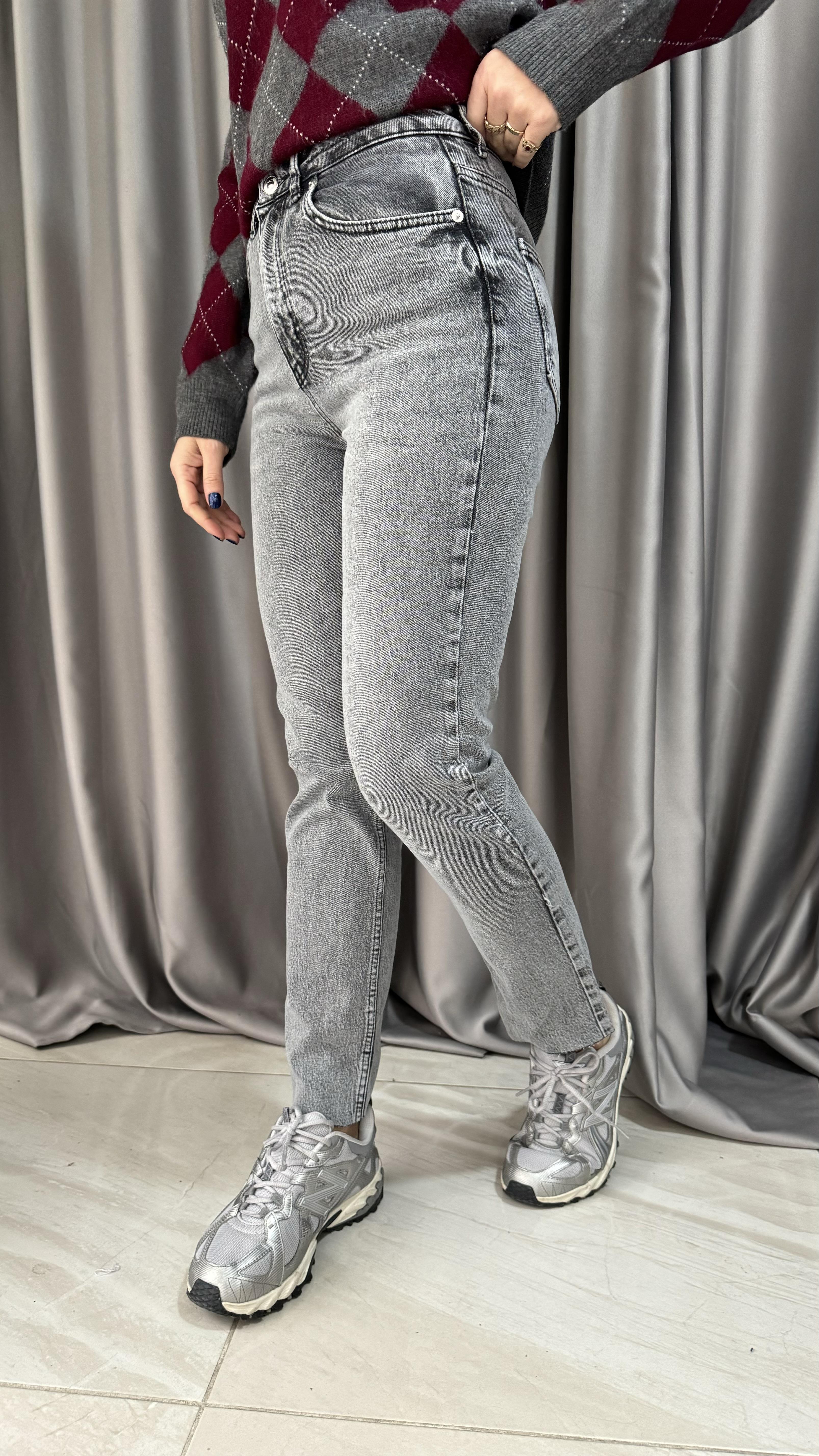 Orjinal Marka Gri Boyfit Jean