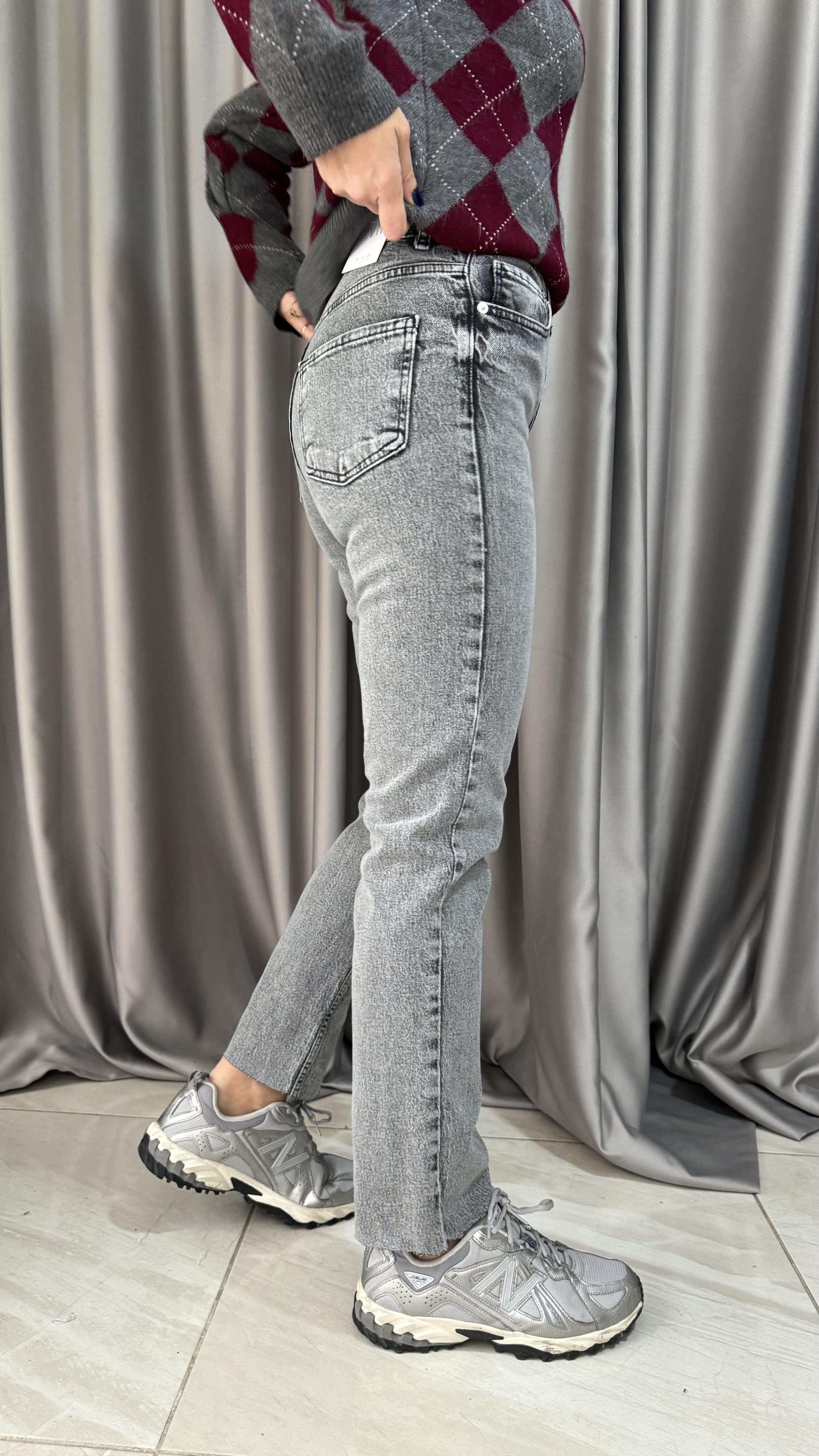 Orjinal Marka Gri Boyfit Jean