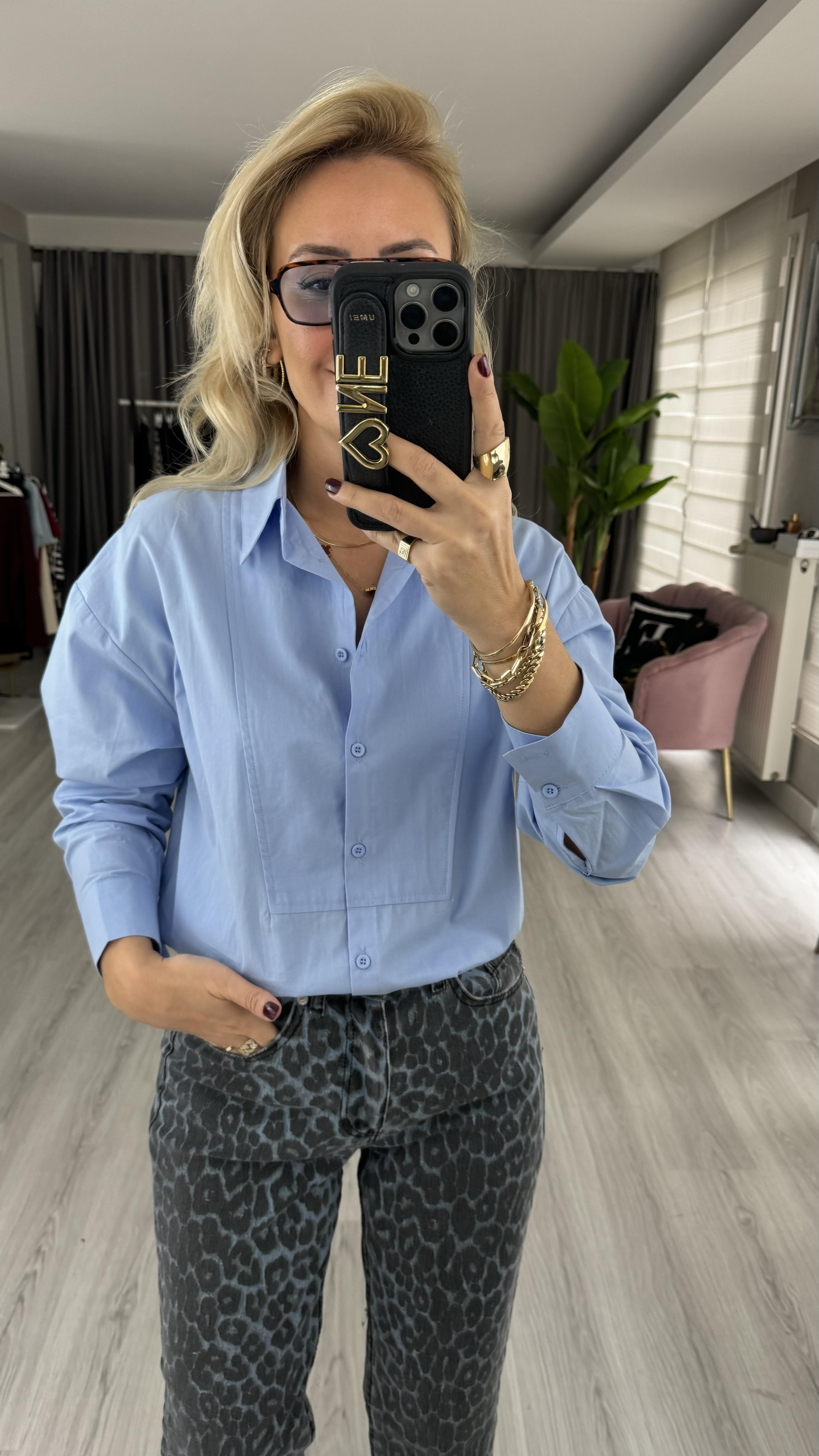 Orjinal Marka Mavi Poplin Gömlek