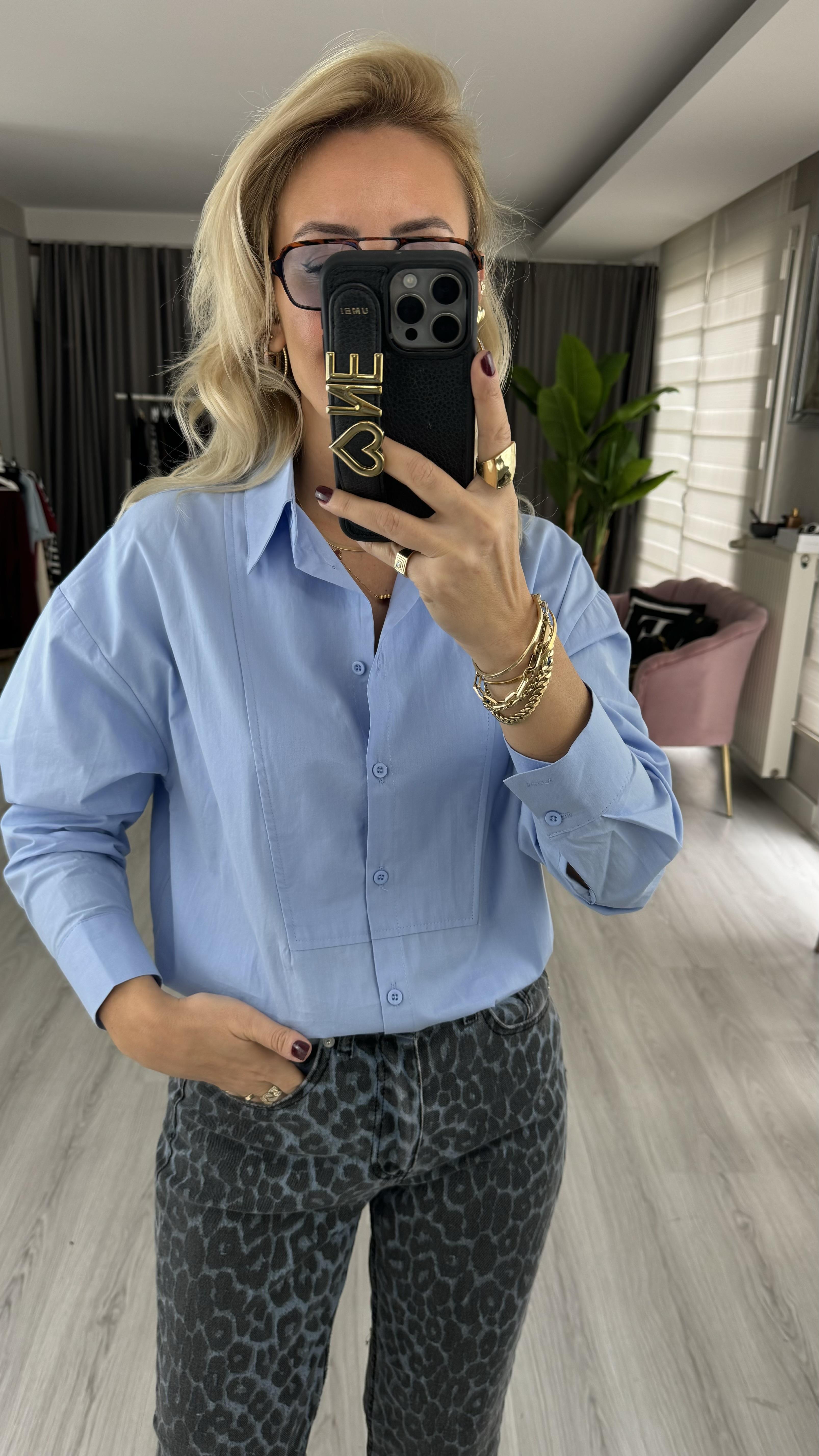 Orjinal Marka Mavi Poplin Gömlek