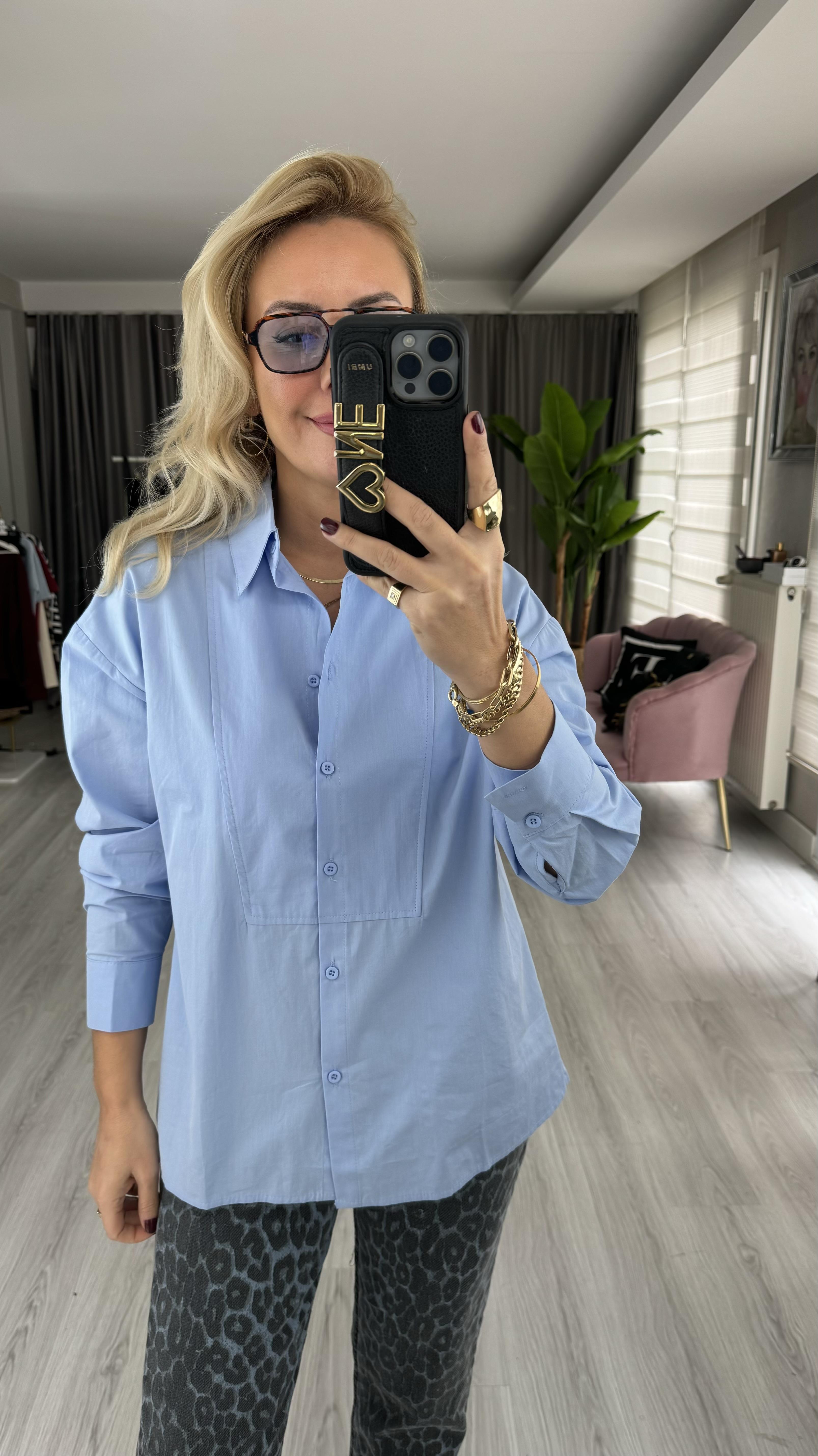 Orjinal Marka Mavi Poplin Gömlek