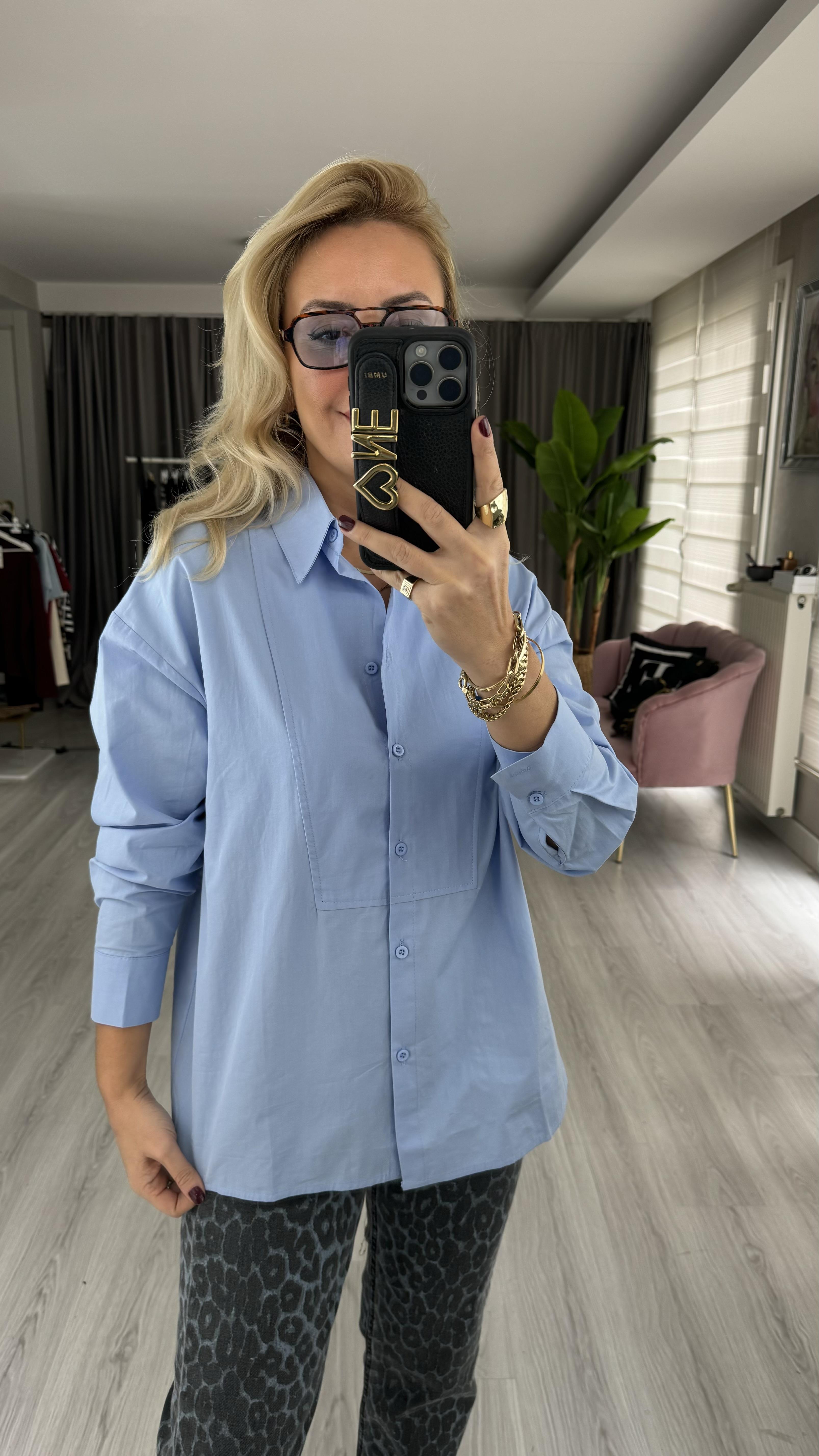 Orjinal Marka Mavi Poplin Gömlek