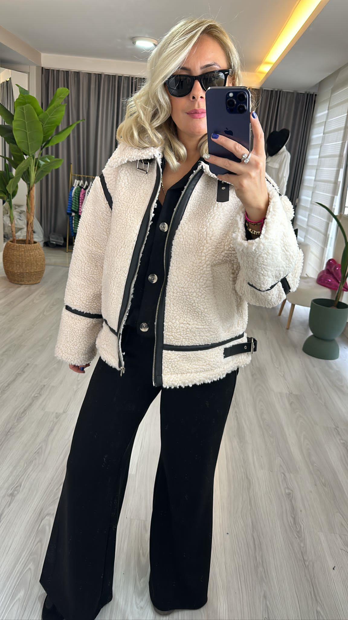 Orjinal Model, Deri Detaylı Teddy Mont