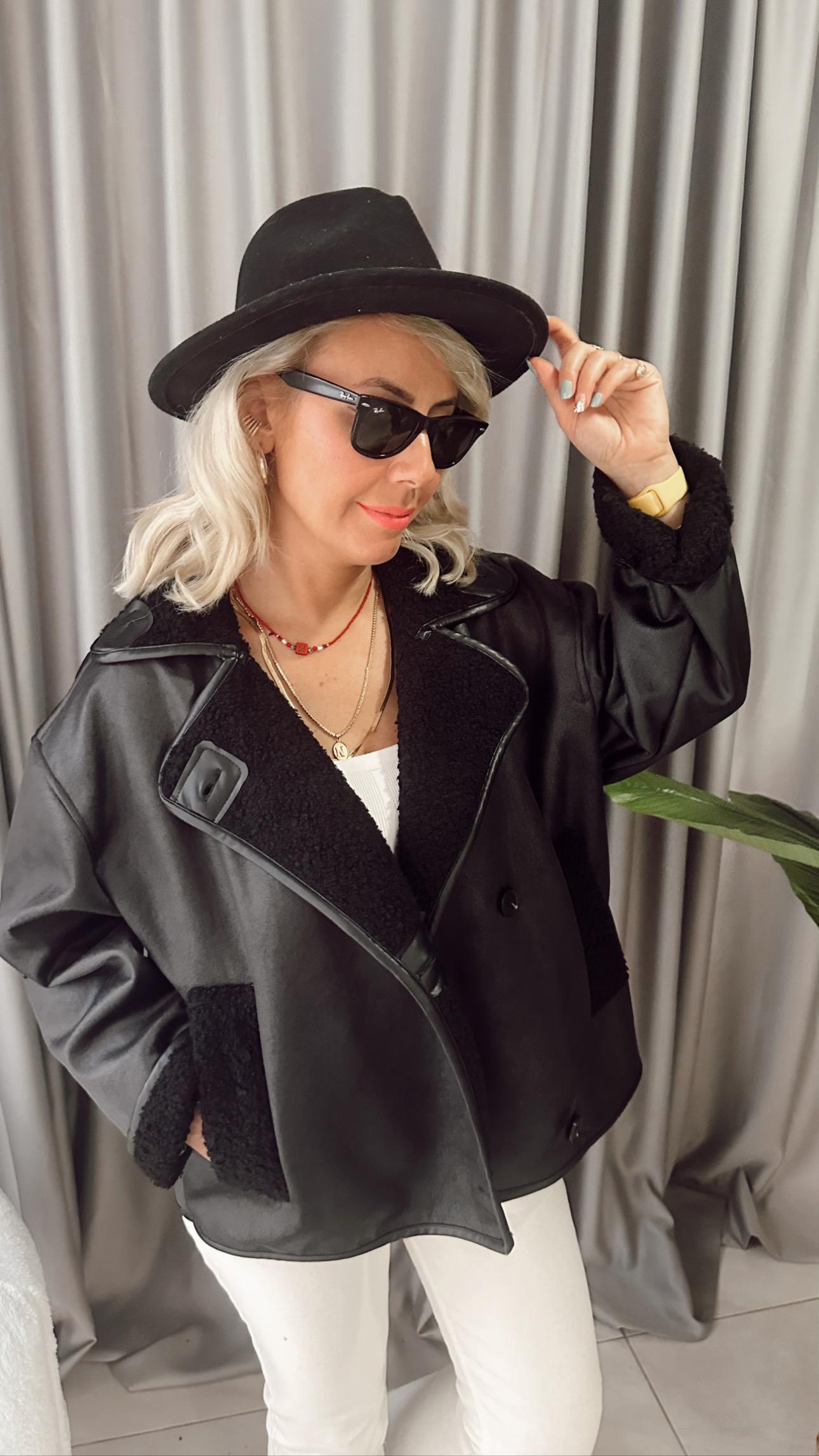 ORJİNAL MODEL İÇİ TEDDY DIŞI SÜET SİYAH KABAN