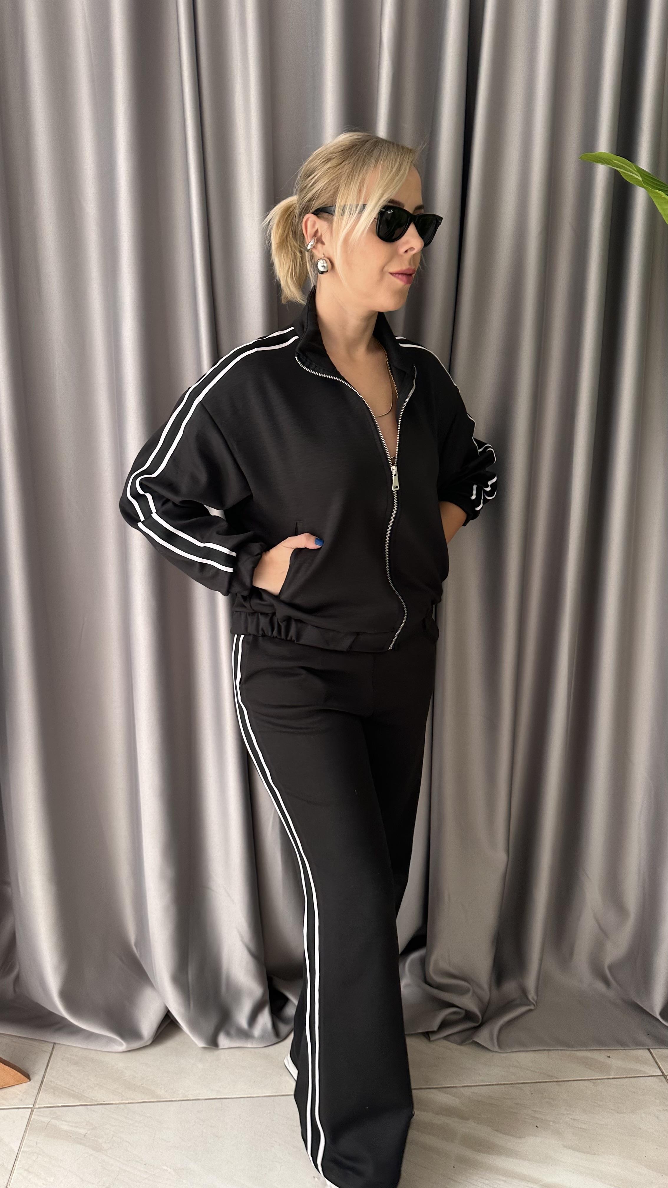 ORJİNAL MODEL ŞERİT DETAY PREMİUM SİYAH TAKIM 