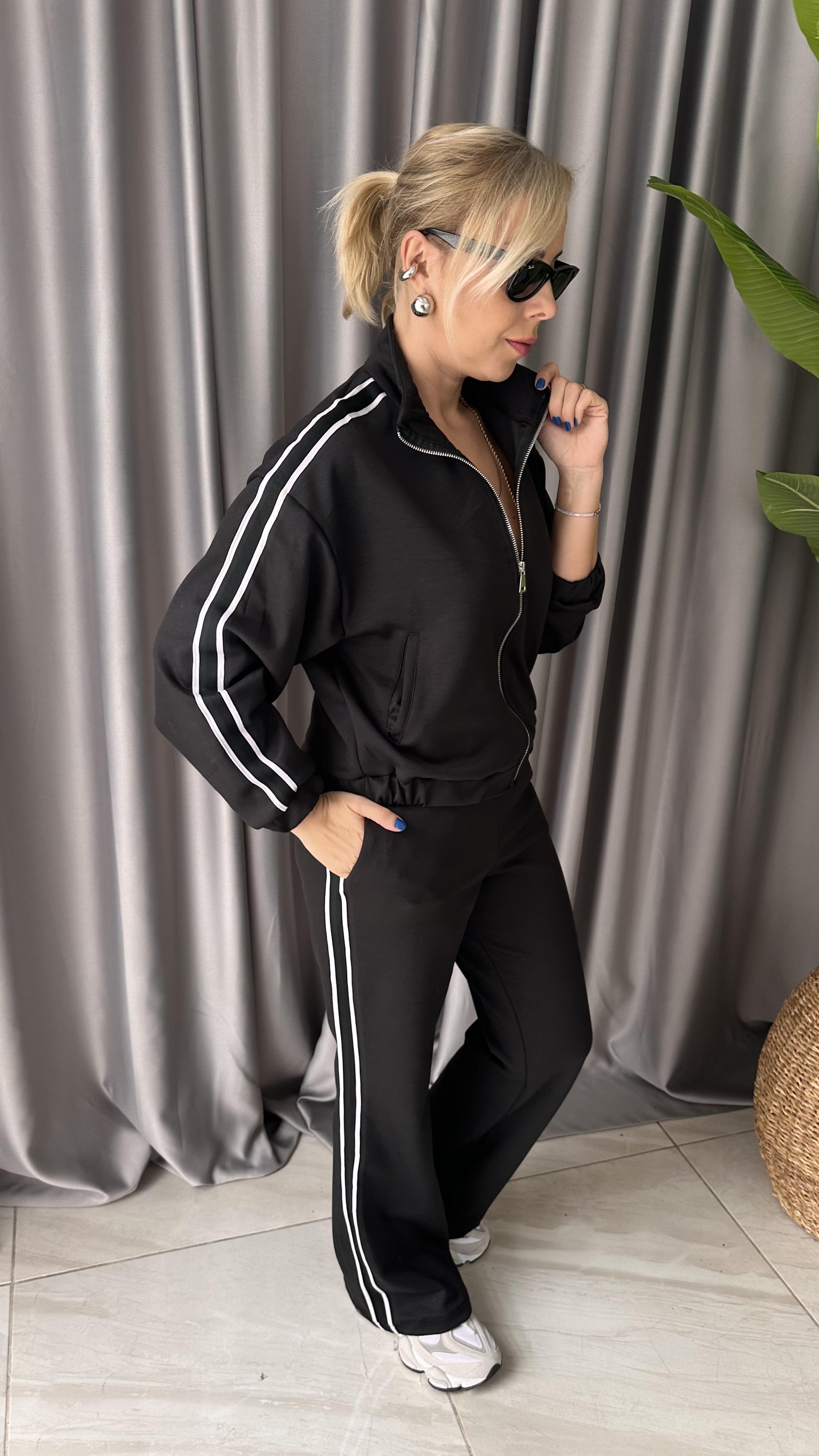 ORJİNAL MODEL ŞERİT DETAY PREMİUM SİYAH TAKIM 