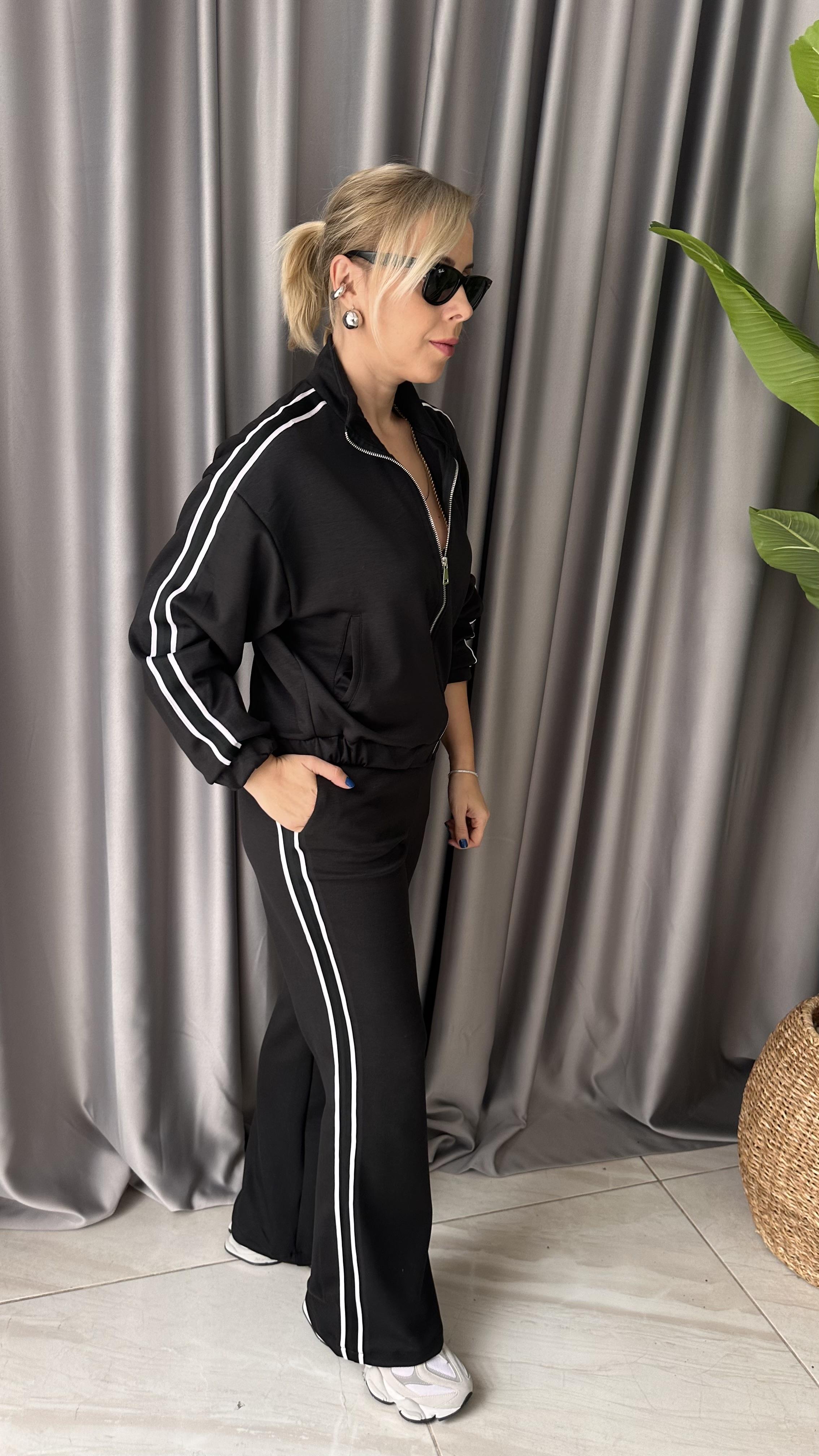 ORJİNAL MODEL ŞERİT DETAY PREMİUM SİYAH TAKIM 