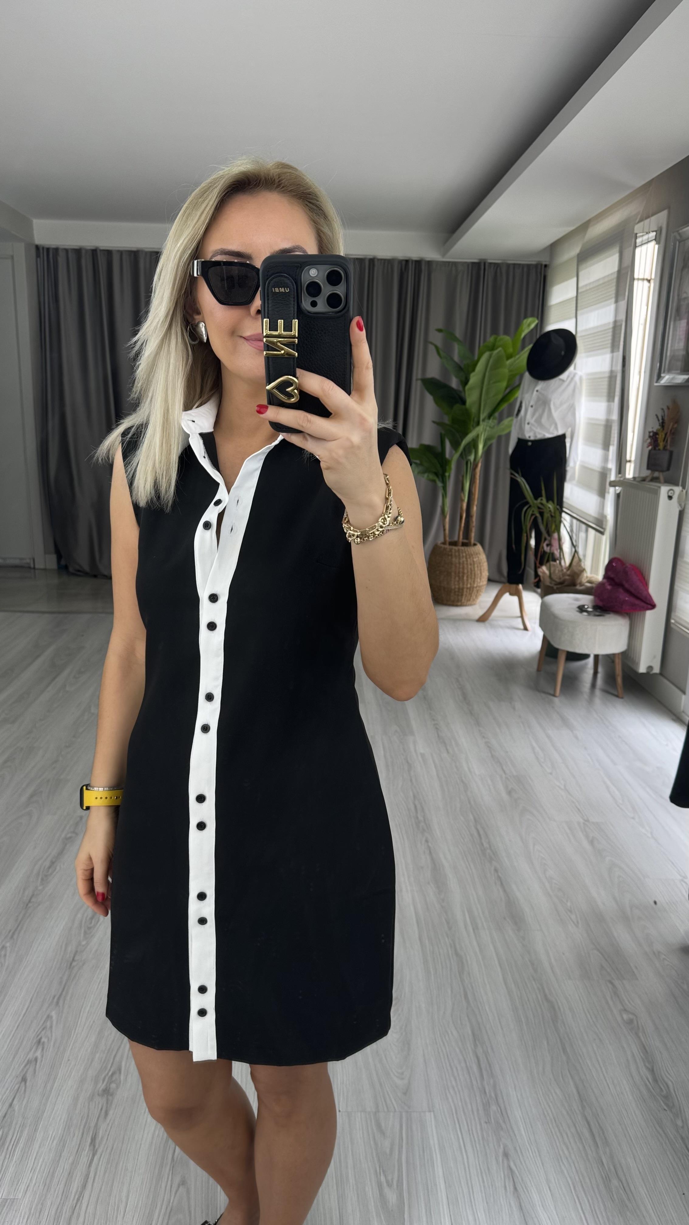 ORJİNAL MODEL SİYAH GÖMLEK ELBİSE