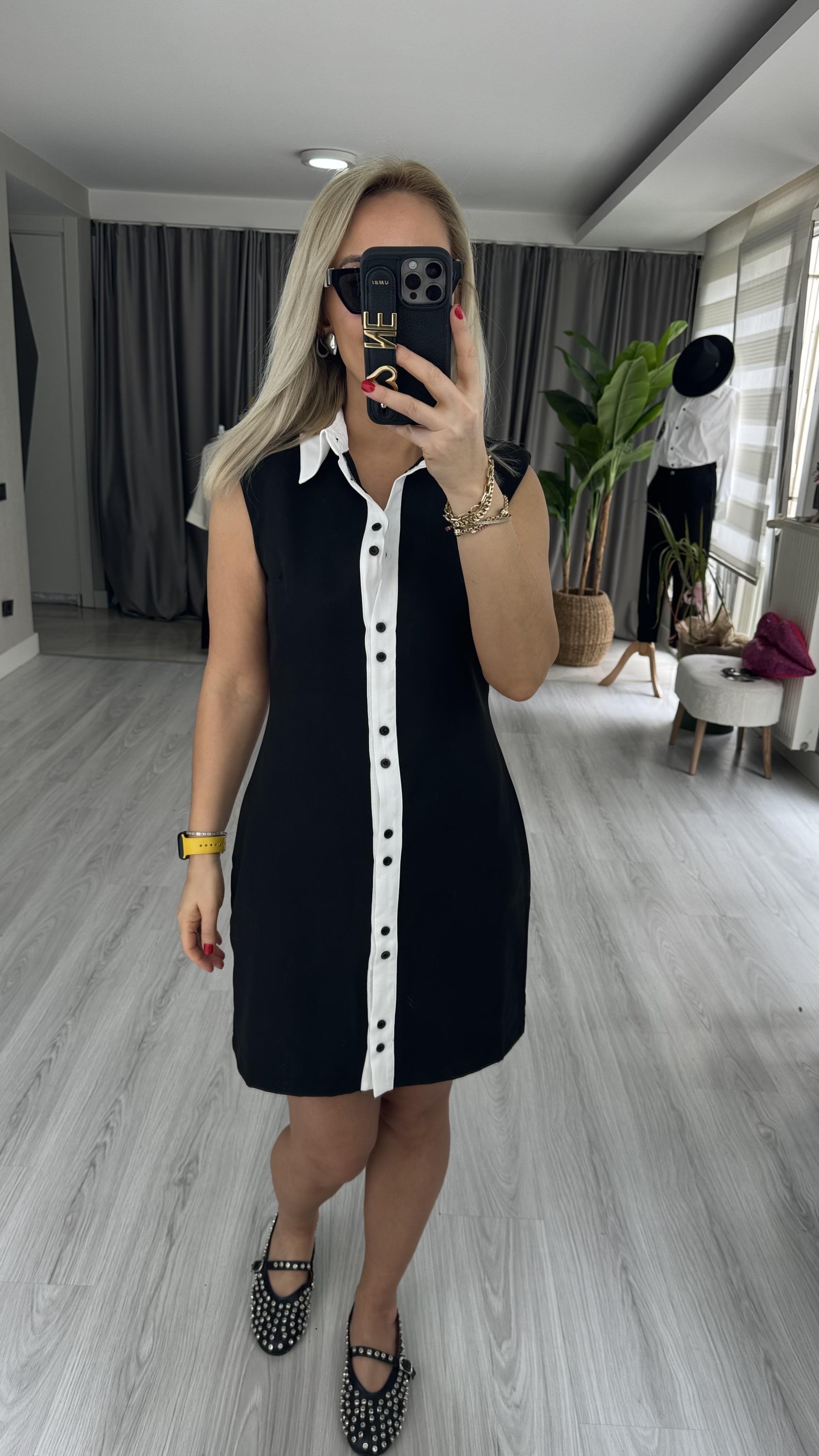 ORJİNAL MODEL SİYAH GÖMLEK ELBİSE